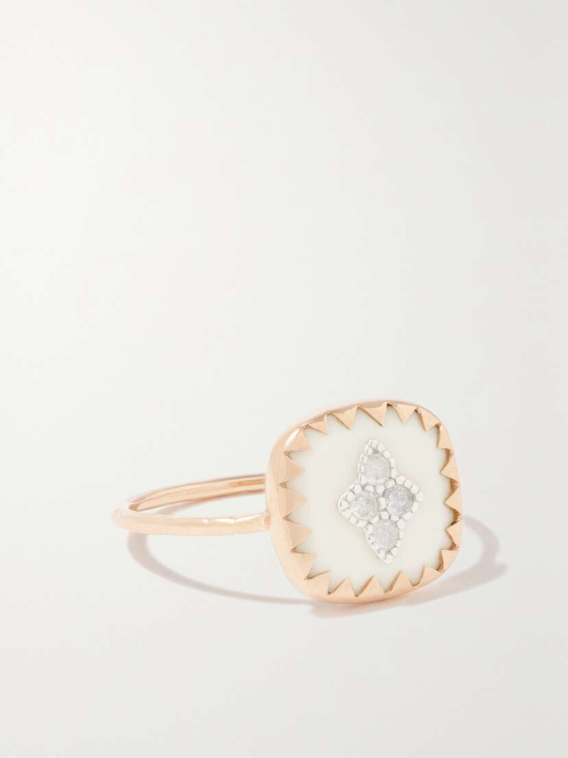 Pascale Monvoisin Pierrot -karat Rose And White Gold, Bakelite And Diamond Ring