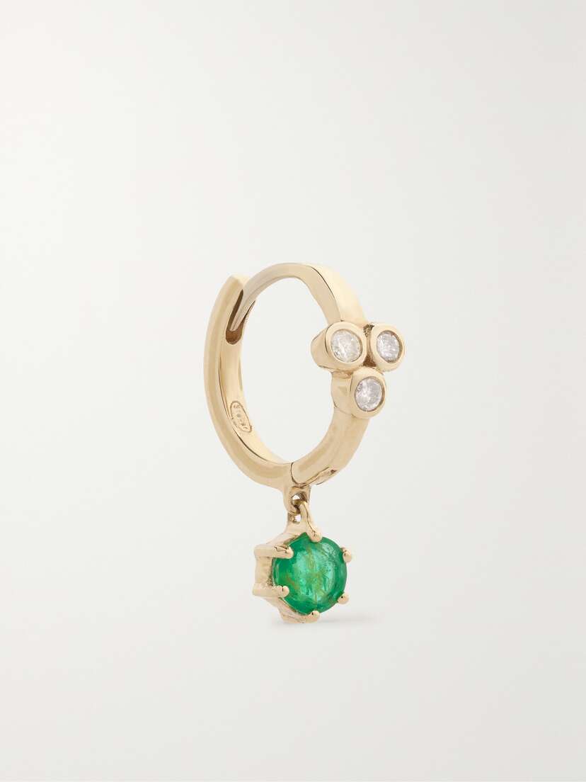 Pascale Monvoisin Mira N°3 9-karat , Emerald And Diamond Single Earring - One size