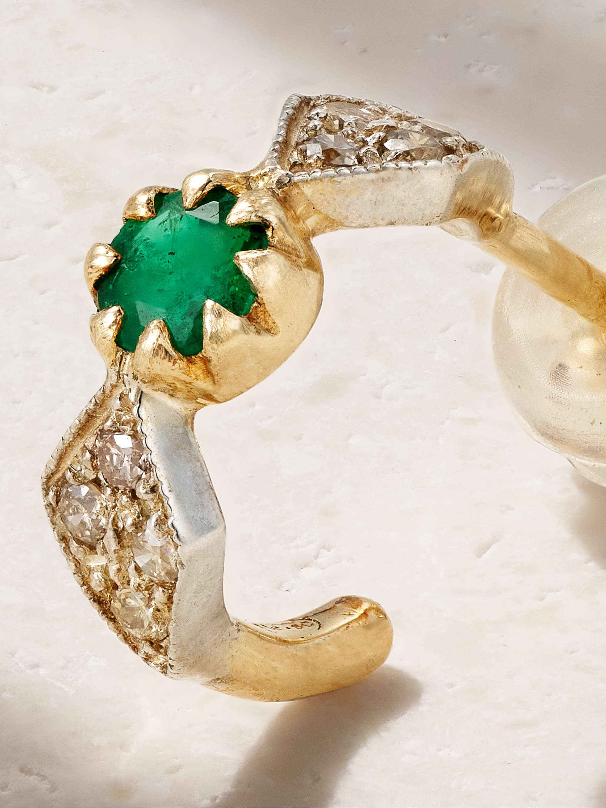 PASCALE MONVOISIN Adele N°1 9-karat gold, sterling silver, emerald and diamond single earring