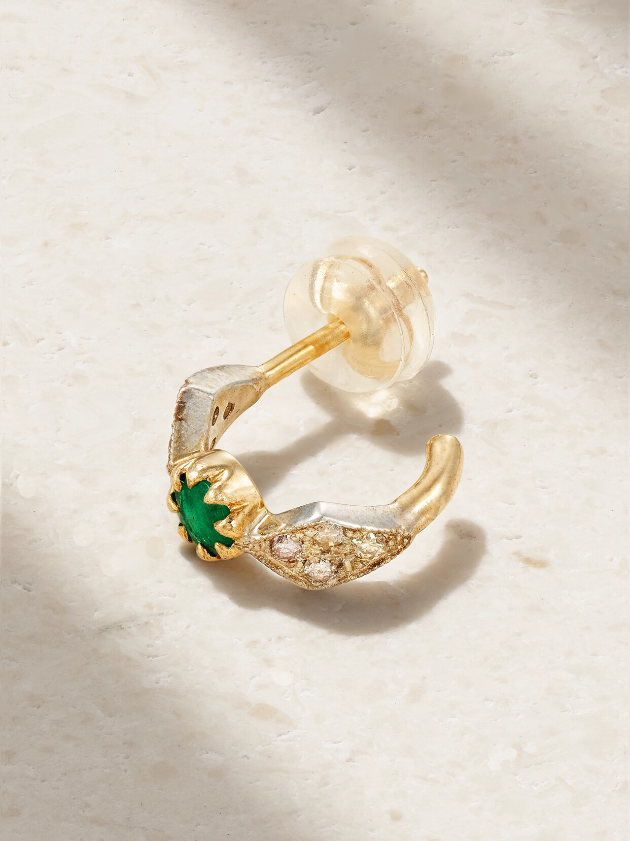 Pascale Monvoisin Adele N°1 9-karat Gold, Sterling Silver, Emerald And Diamond Single Earring