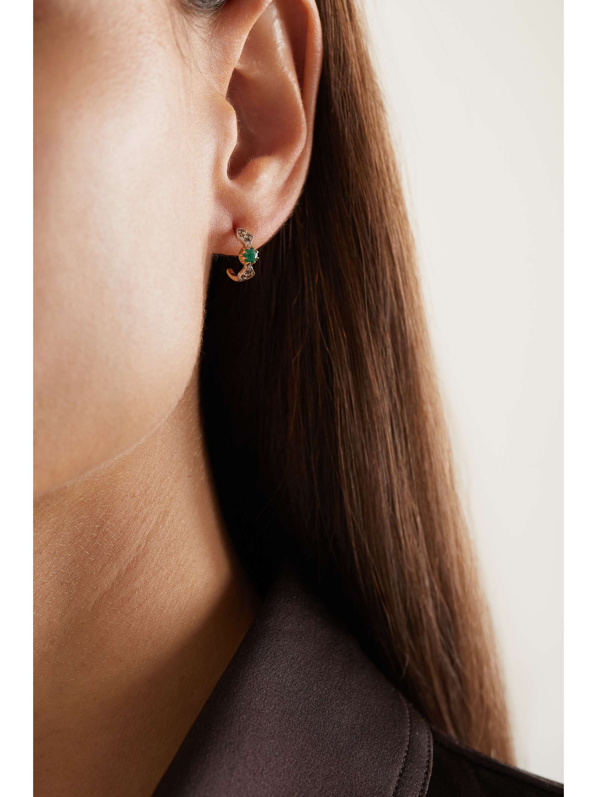 PASCALE MONVOISIN Adele N°1 9-karat gold, sterling silver, emerald and diamond single earring