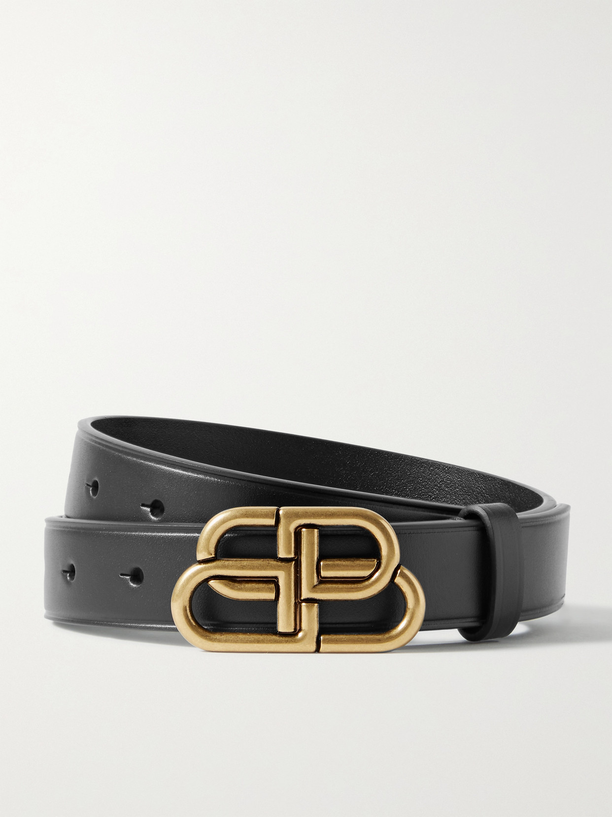 Balenciaga Bb Leather Belt In Black