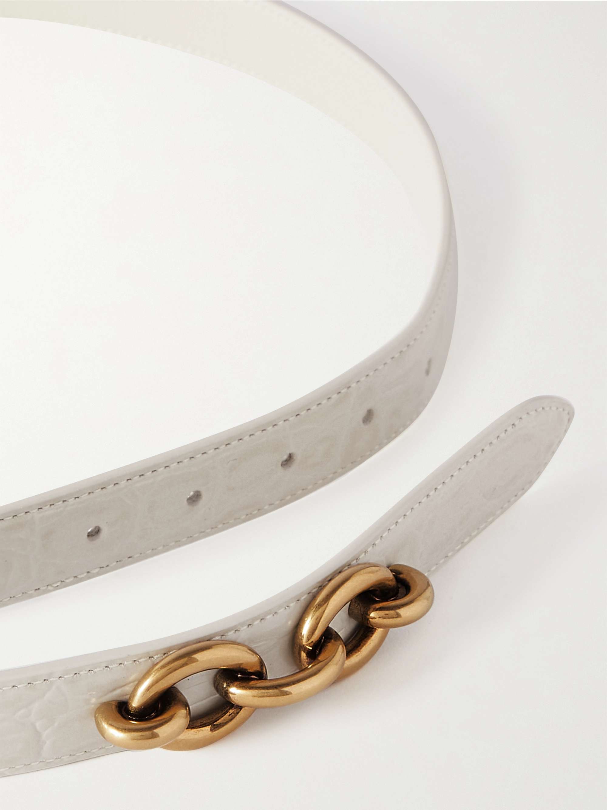 SAINT LAURENT Le Maillon croc-effect leather belt