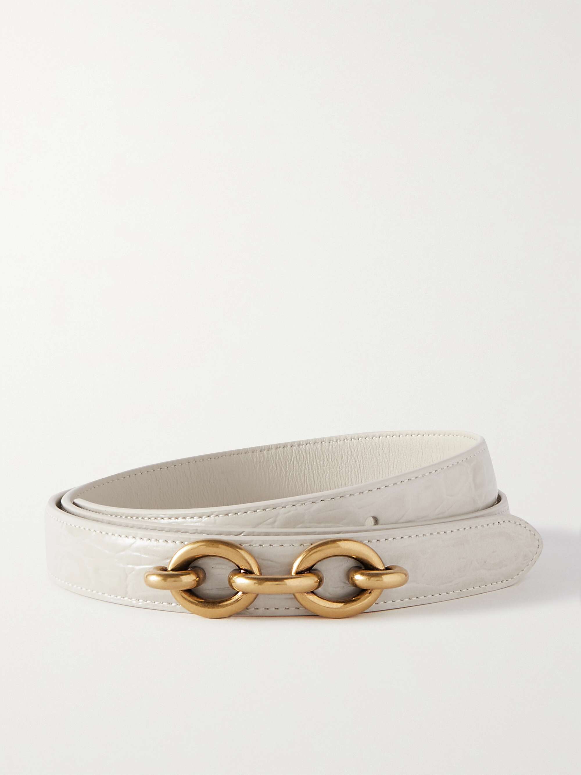 SAINT LAURENT Le Maillon croc-effect leather belt | NET-A-PORTER