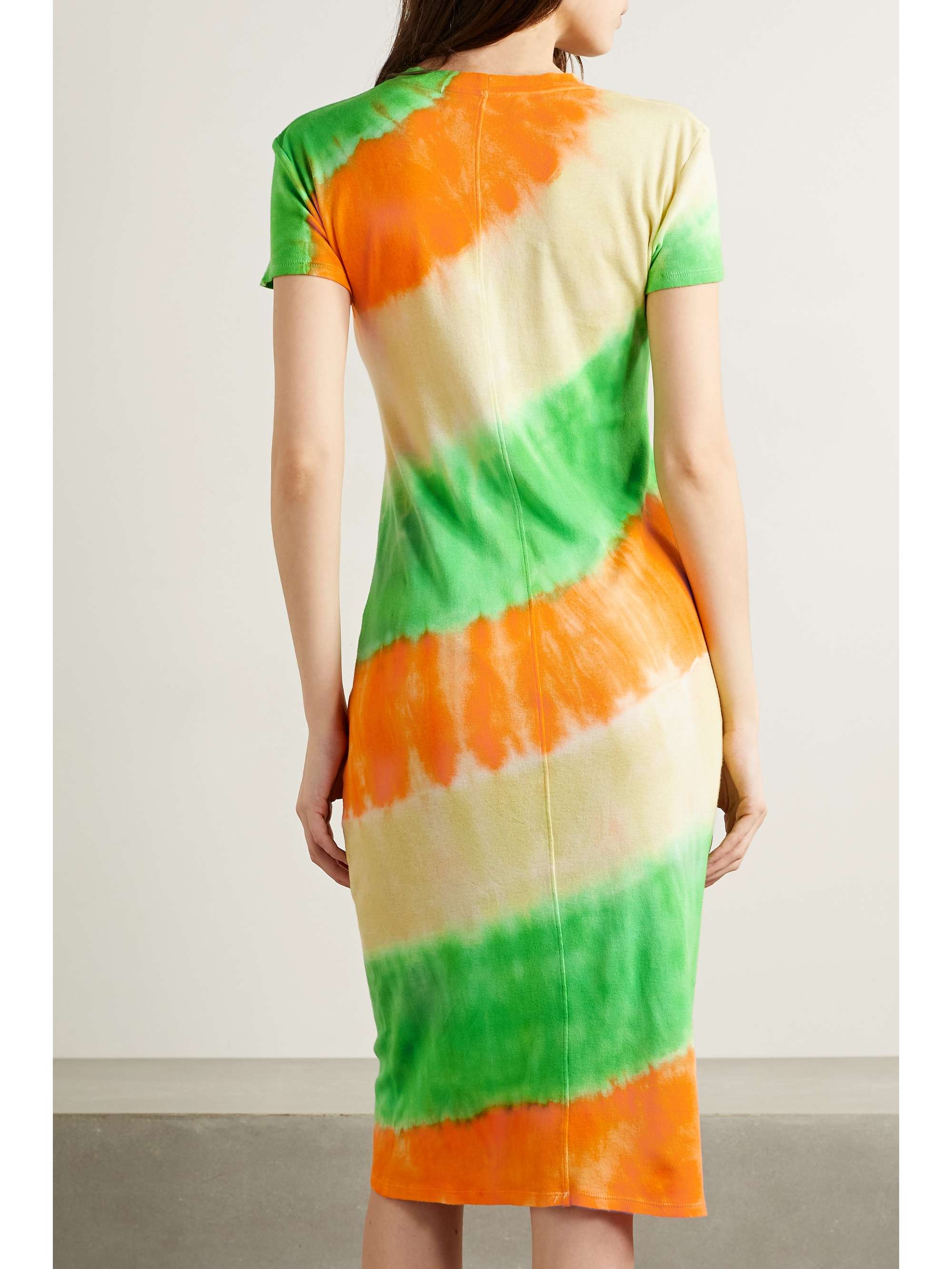 THE ELDER STATESMAN Tri Void tie-dyed cotton and cashmere-blend jersey midi dress