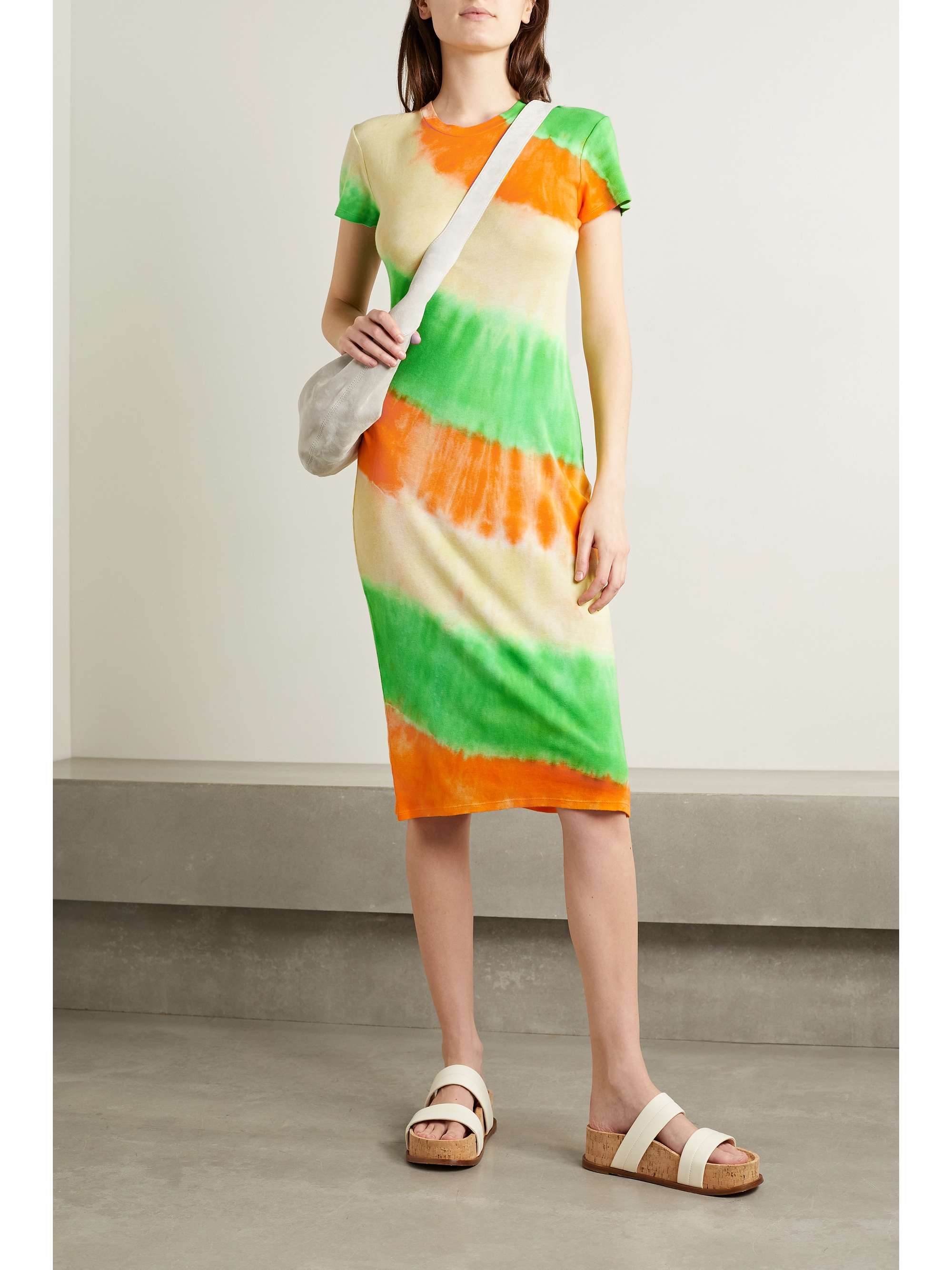 THE ELDER STATESMAN Tri Void tie-dyed cotton and cashmere-blend jersey midi dress