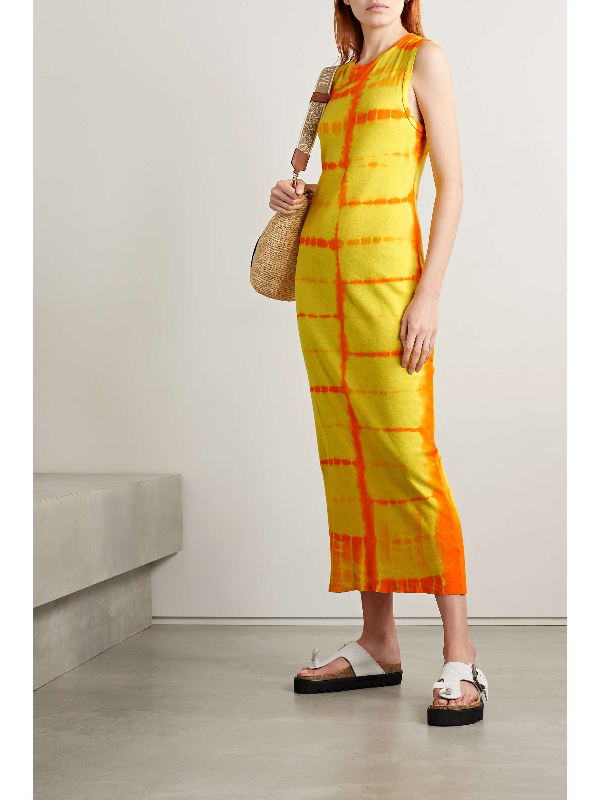 THE ELDER STATESMAN Tie-dyed cotton and cashmere-blend jersey maxi dress