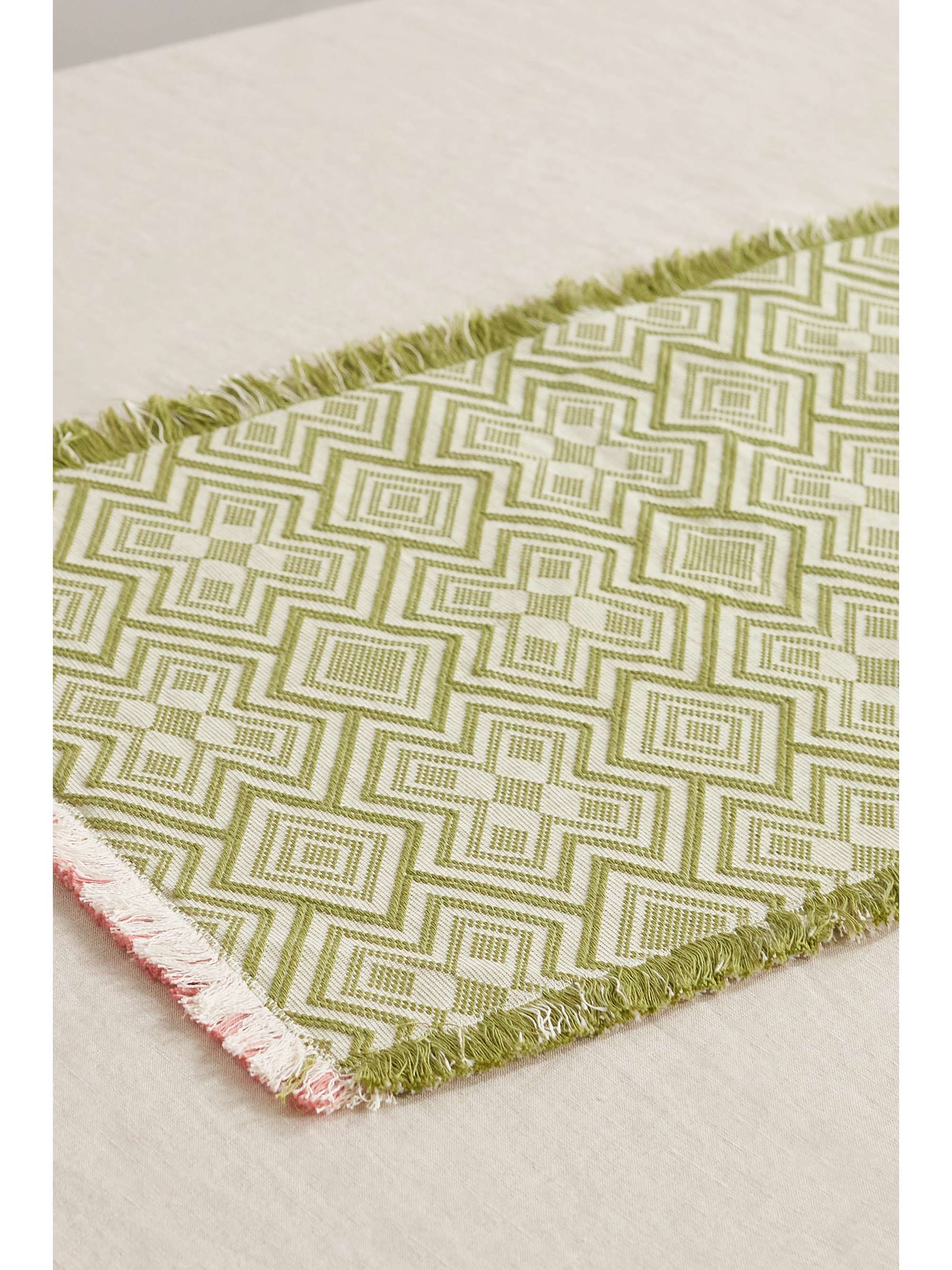 CABANA Salentina reversible fringed cotton-jacquard placemat