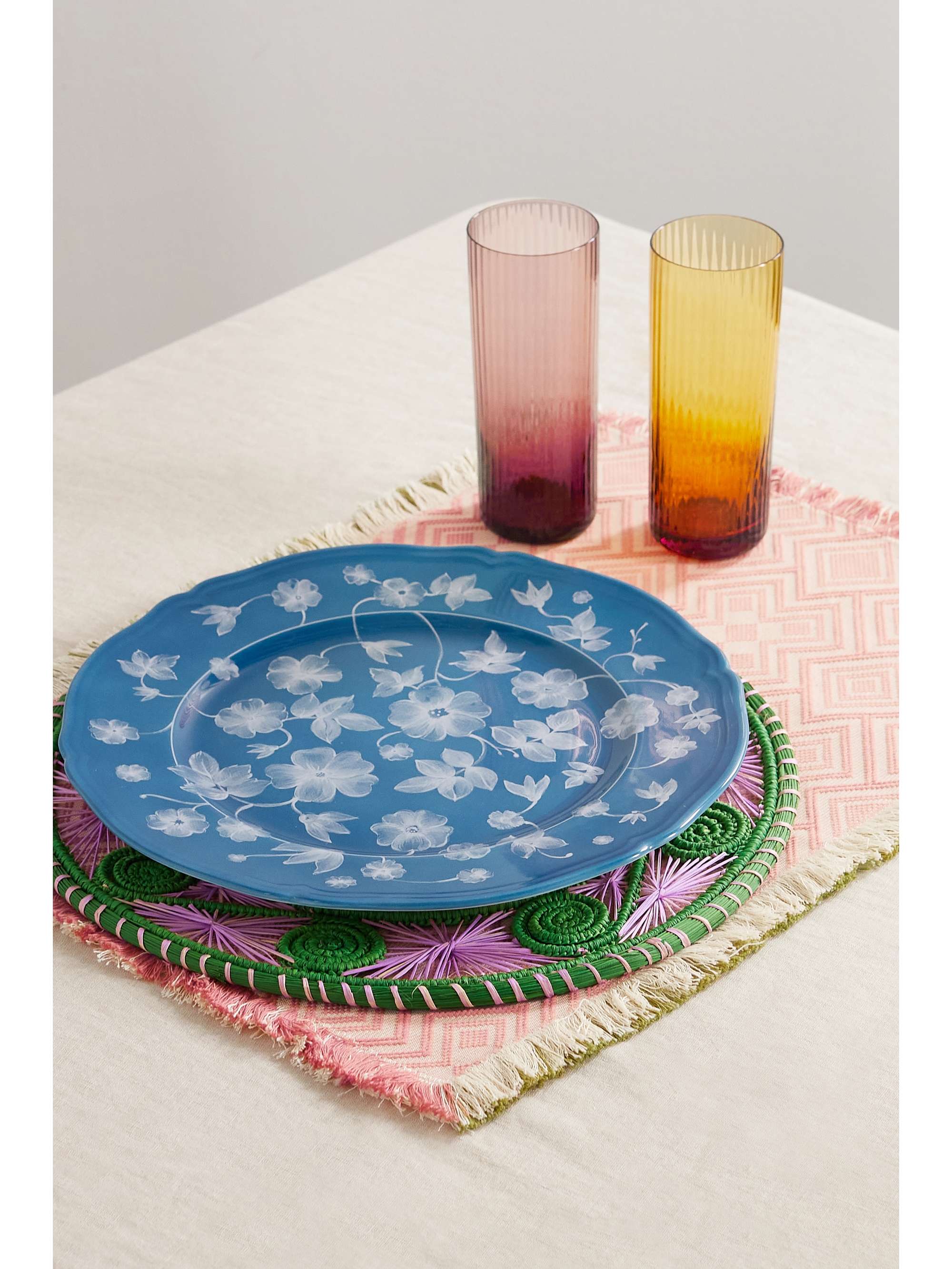 CABANA Salentina reversible fringed cotton-jacquard placemat