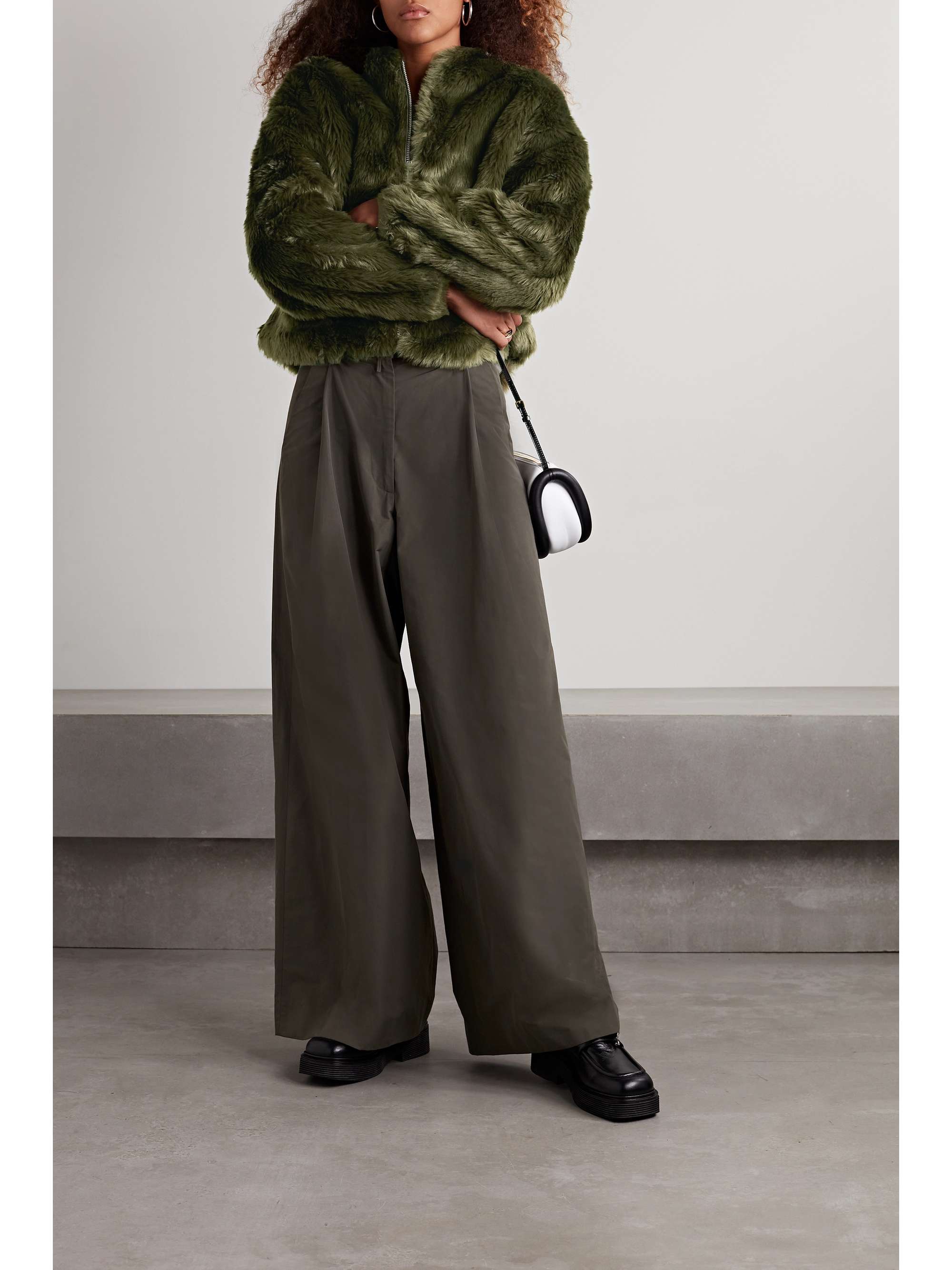 Proenza Schouler White Label - Cropped Faux Fur Jacket - Green - Medium - Net A Porter