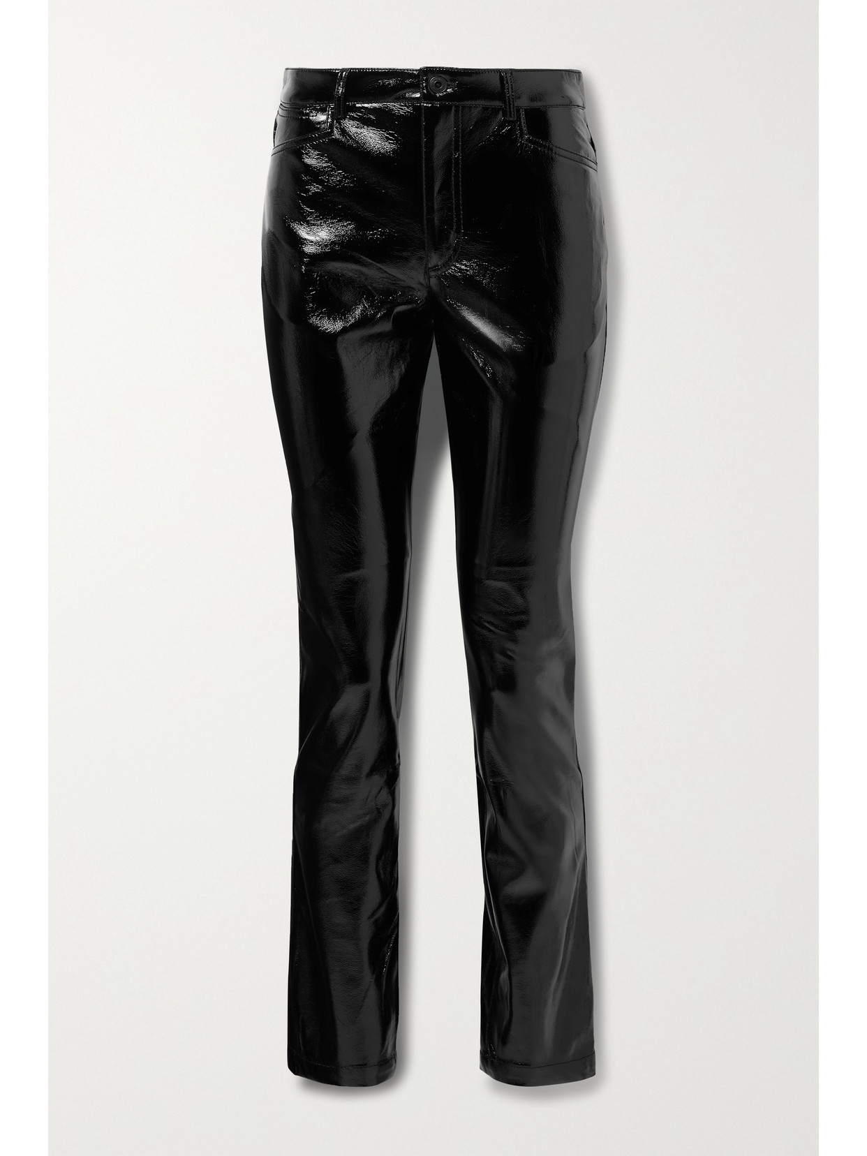 Proenza Schouler White Label - Crinkled Coated-canvas Straight-leg Pants - Black 22 Awaiting product image
