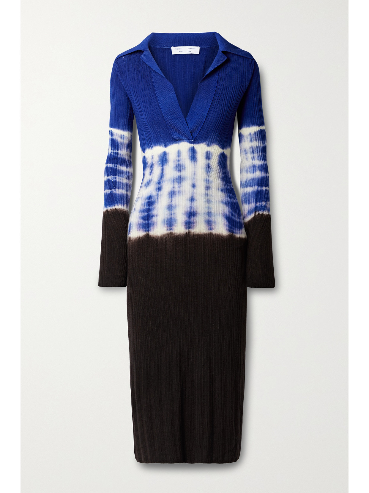 Proenza Schouler White Label Dip Dye Long Sleeve Wool Sweater Dress In Blue