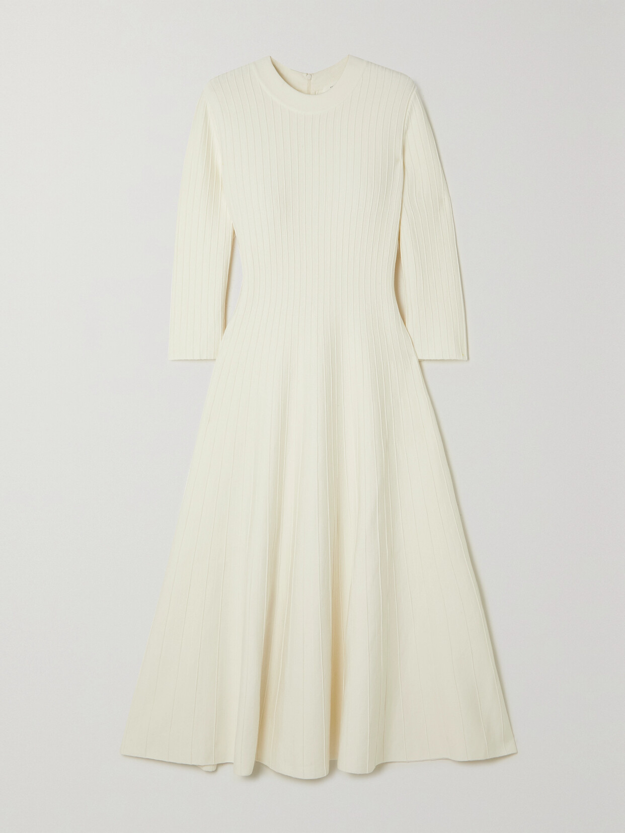 Casasola Una Silk And Cotton-blend Ribbed-knit Midi Dress In Cream