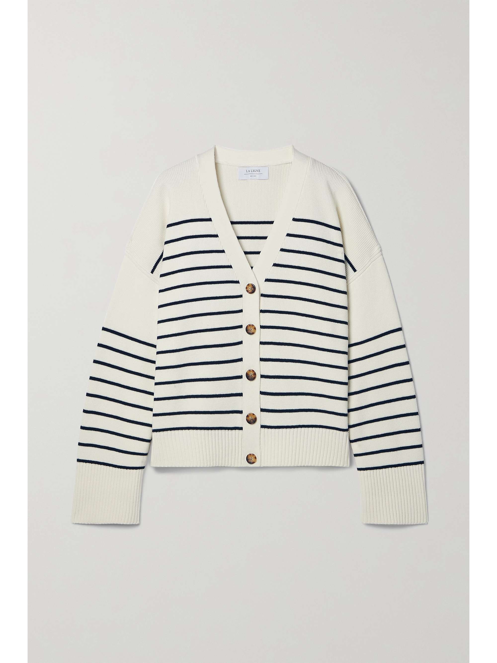 Sailor striped cotton-jacquard cardigan 