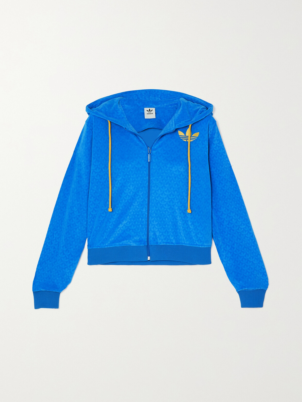 adidas Originals - Adicolor Heritage Now Cropped Recycled Velour-jacquard Hoodie - Blue