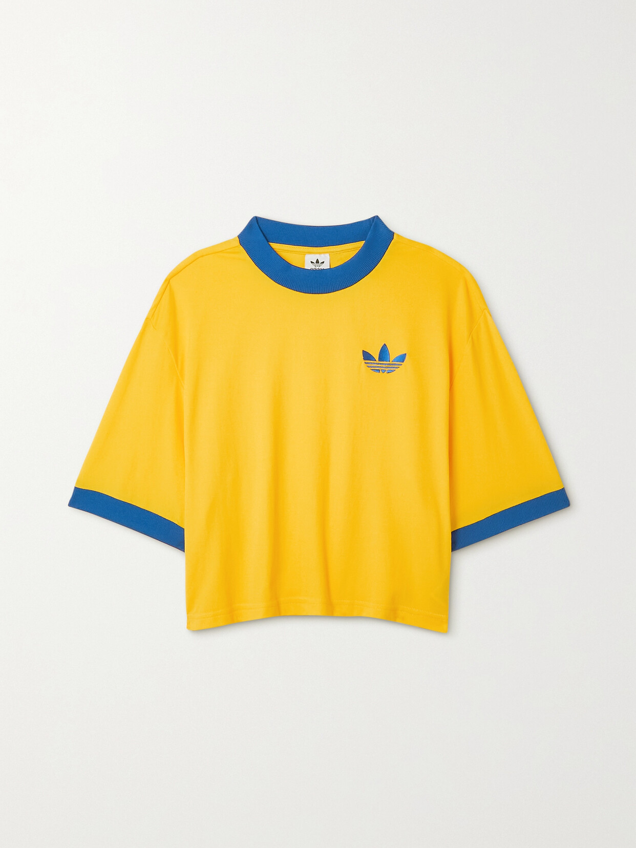 adidas Originals - Adicolor Heritage Now Cropped Two-tone Crepe T-shirt - Yellow