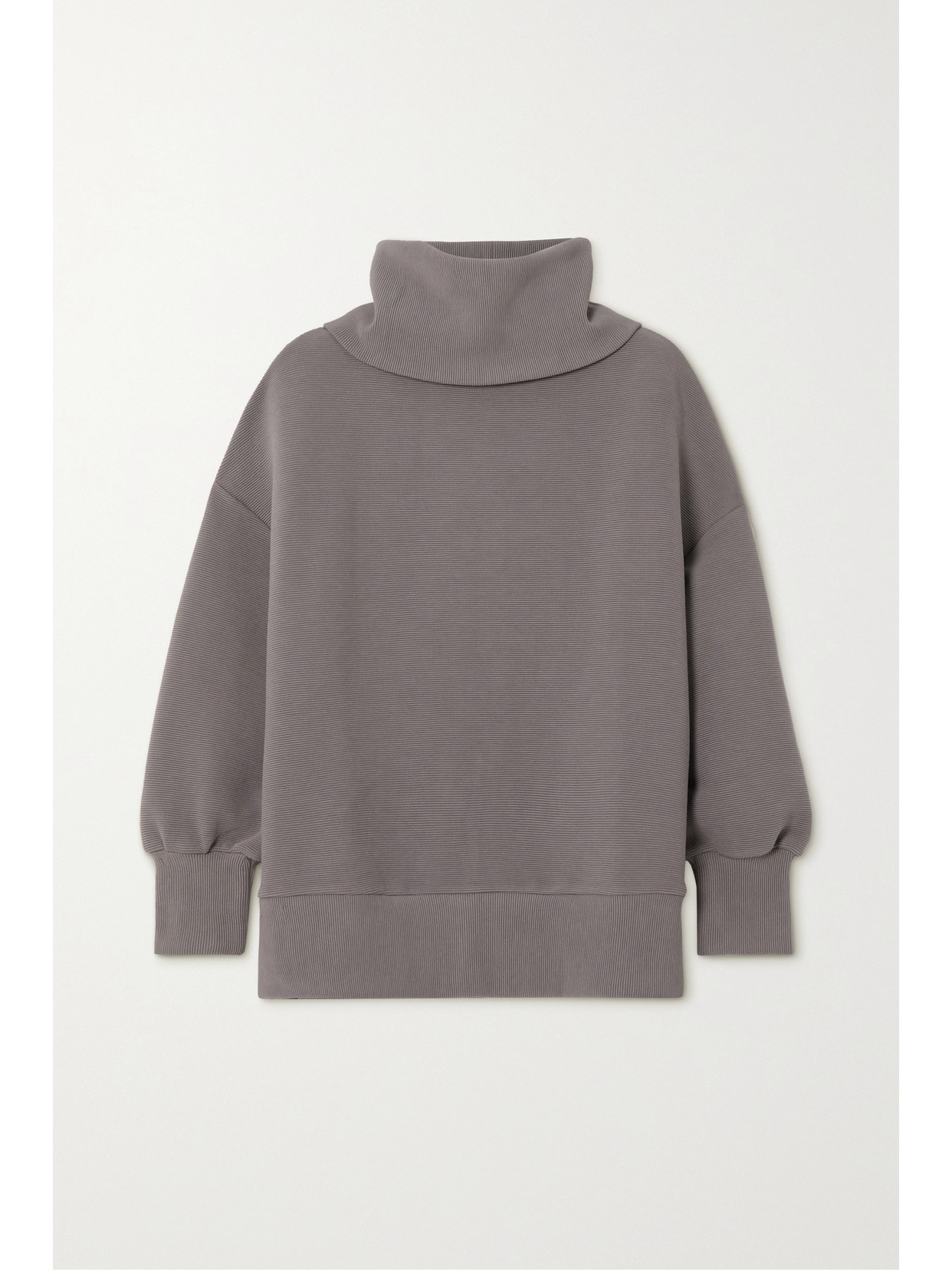 Varley Milton Oversized Ribbed Cotton-blend Jersey Turtleneck Sweatshirt In Gray