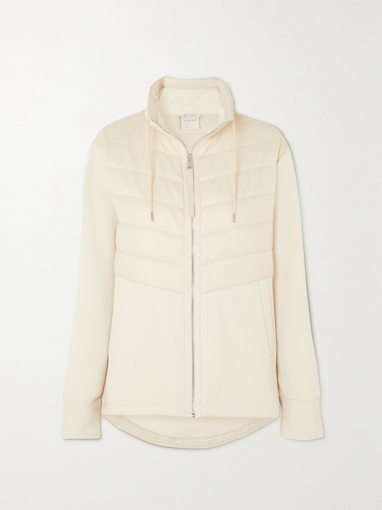 Varley Balfern Quilted Padded Shell And Jersey Jacket In Off-white