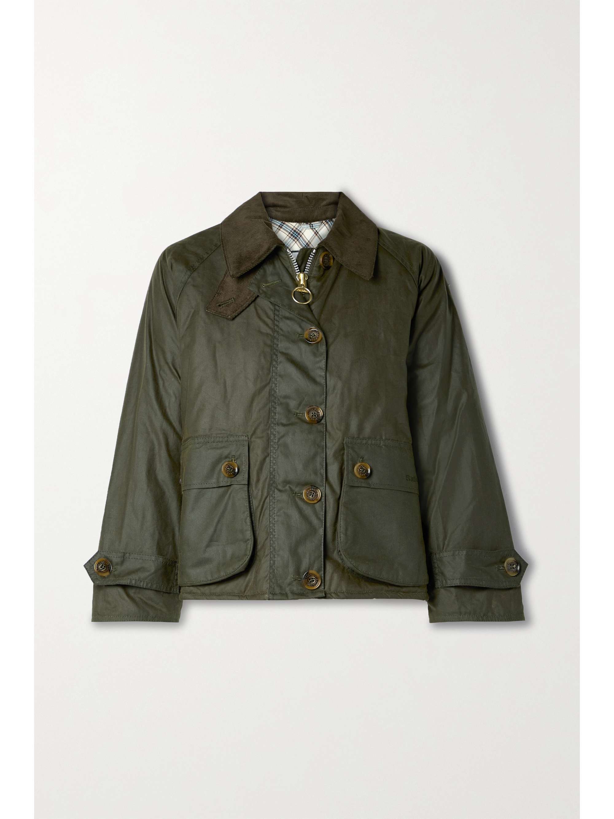 BARBOUR + Alexa Chung Blair curduroy-trimmed faux shearling-lined waxed-cotton jacket