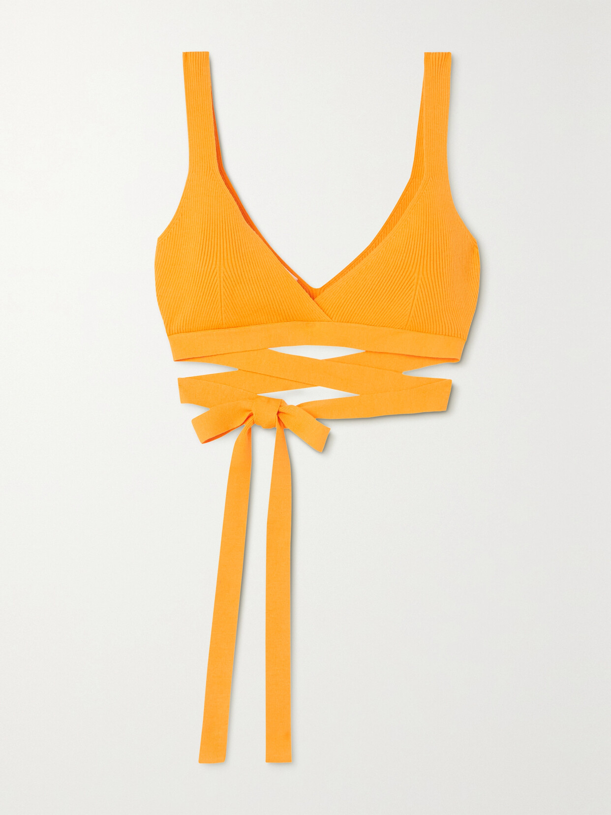 Live The Process - Theda Tie-detailed Ribbed-knit Bralette - Orange