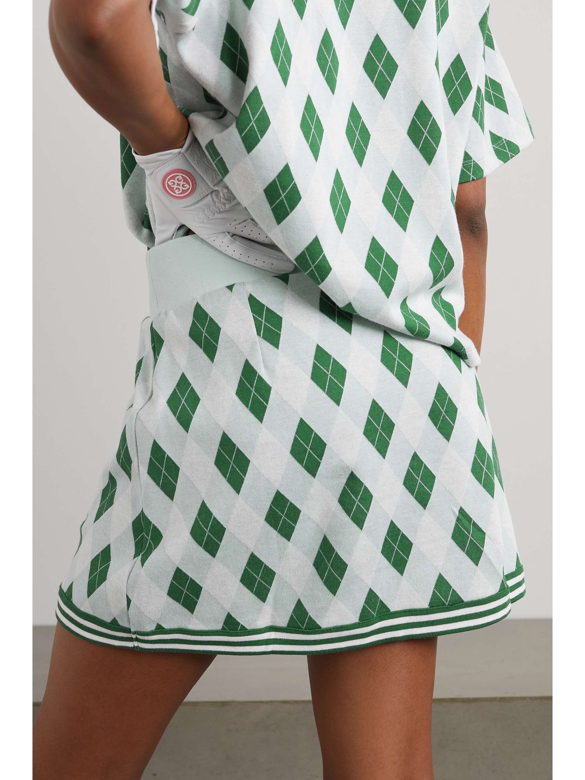 THE UPSIDE Clubhouse Reece wrap-effect jacquard-knit cotton golf skirt