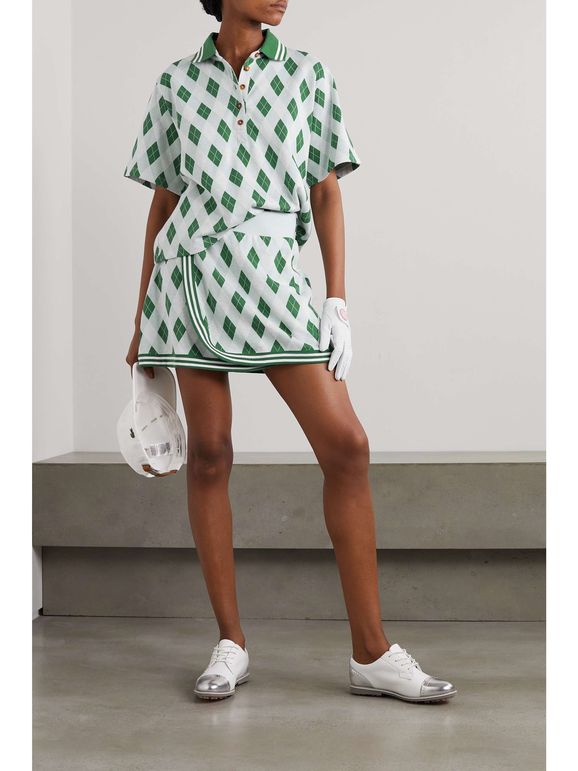 THE UPSIDE Clubhouse Reece wrap-effect jacquard-knit cotton golf skirt
