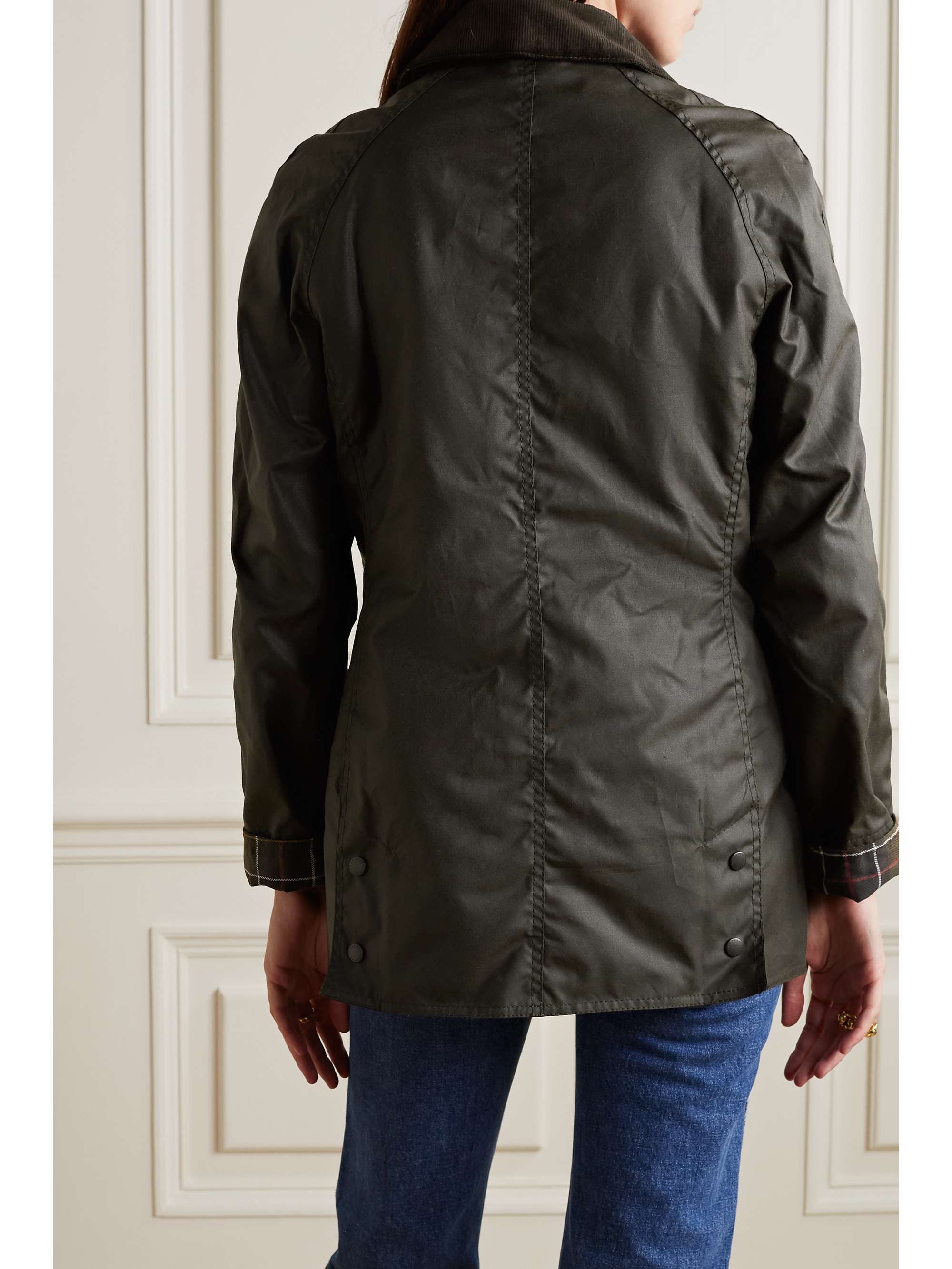 BARBOUR Beadnell corduroy-trimmed waxed-cotton jacket