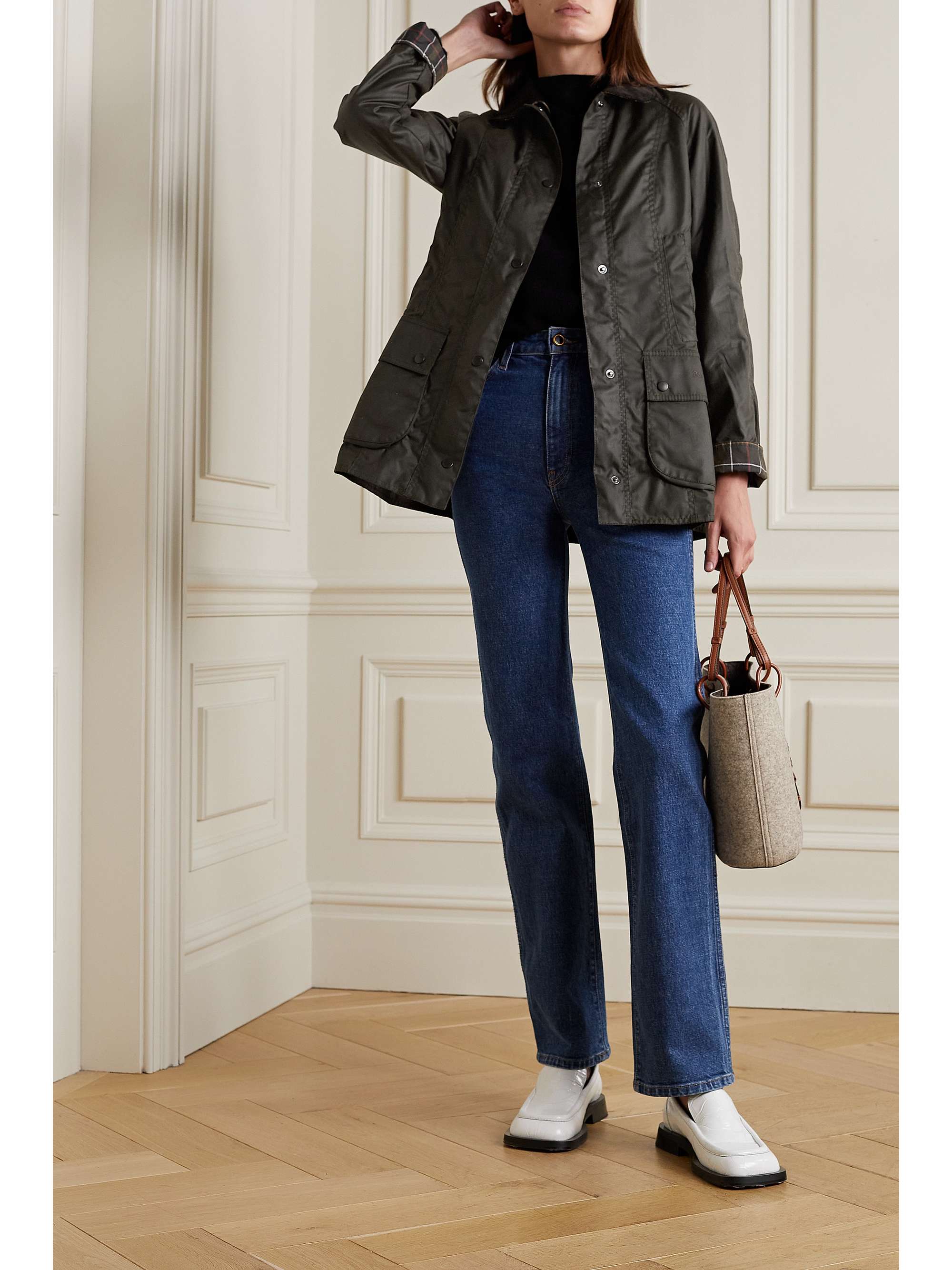 BARBOUR Beadnell corduroy-trimmed waxed-cotton jacket