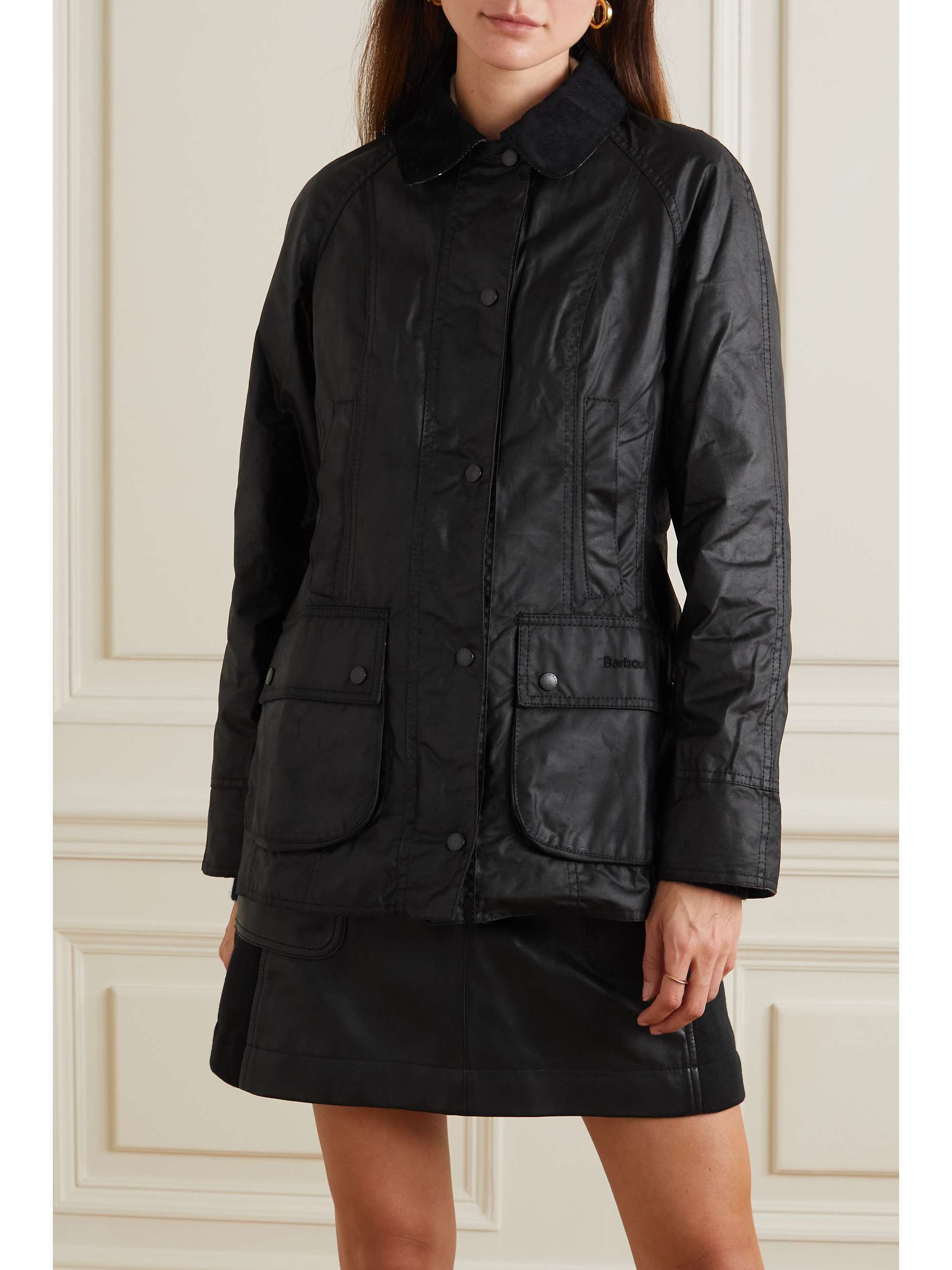 BARBOUR Beadnell corduroy-trimmed waxed-cotton jacket