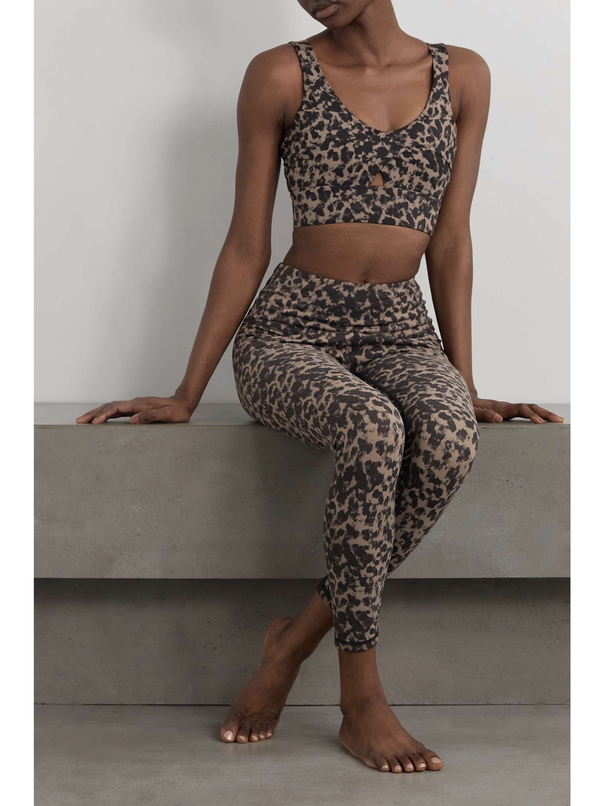 VARLEY Let's Go Staunton leopard-print stretch sports bra