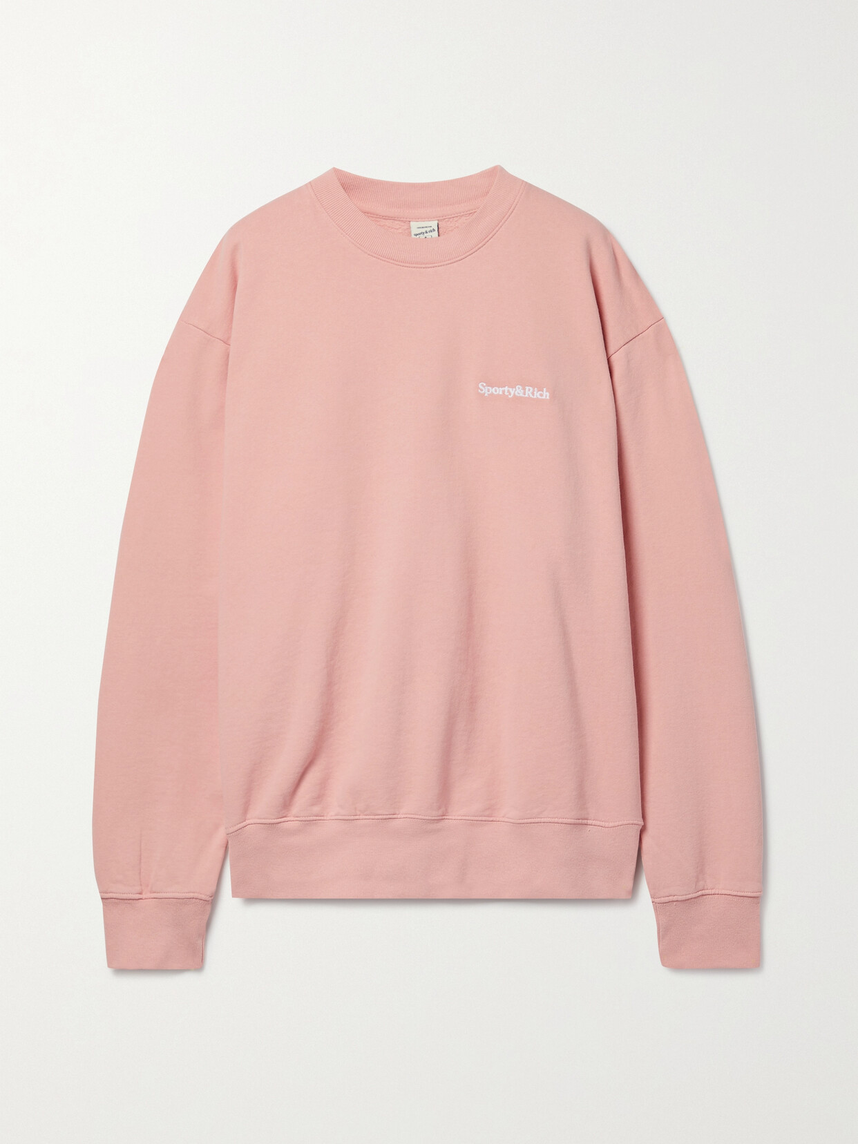 Sporty & Rich - Embroidered Cotton-jersey Sweatshirt - Pink