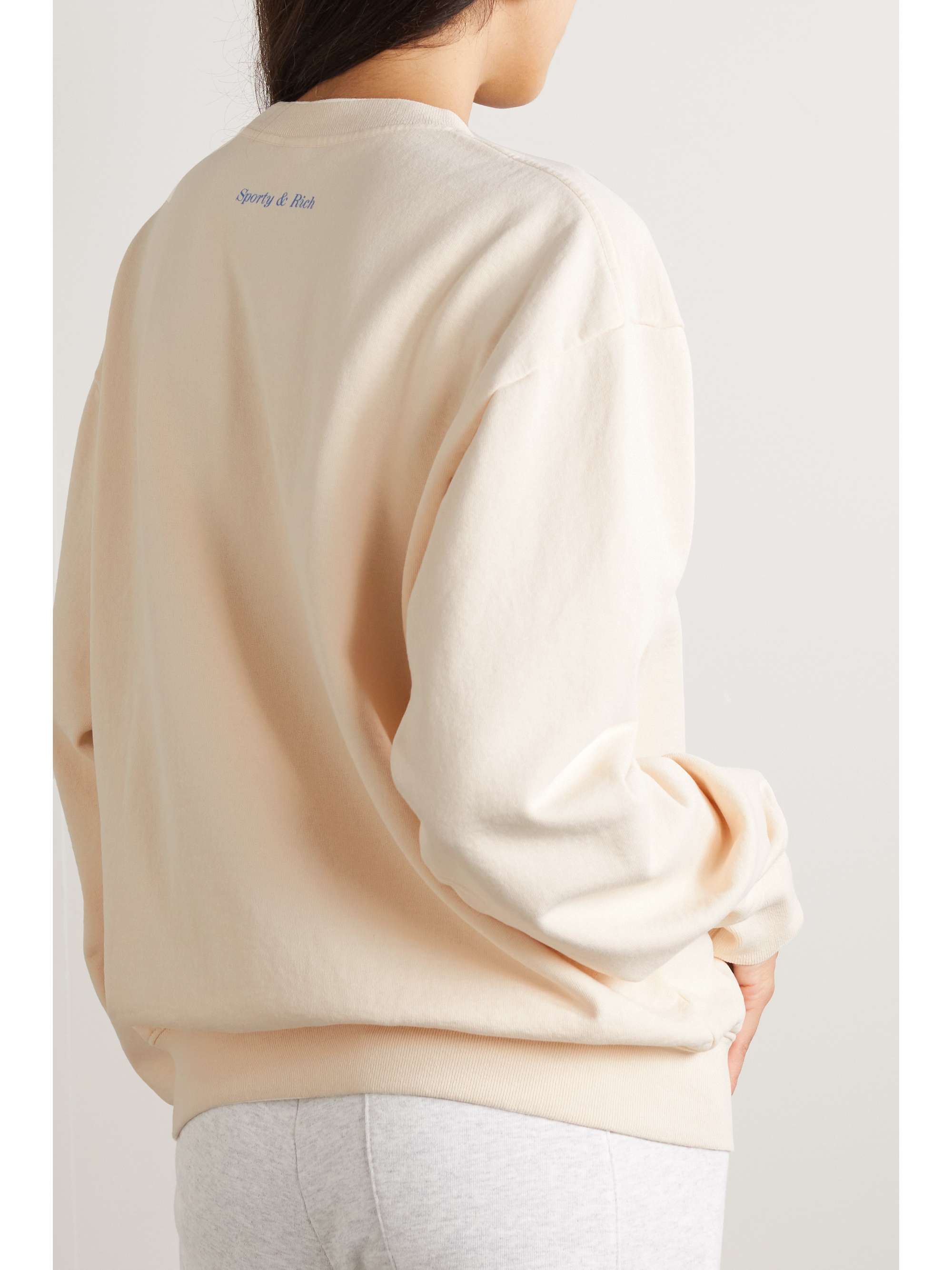 SPORTY & RICH Appliquéd cotton-jersey sweatshirt