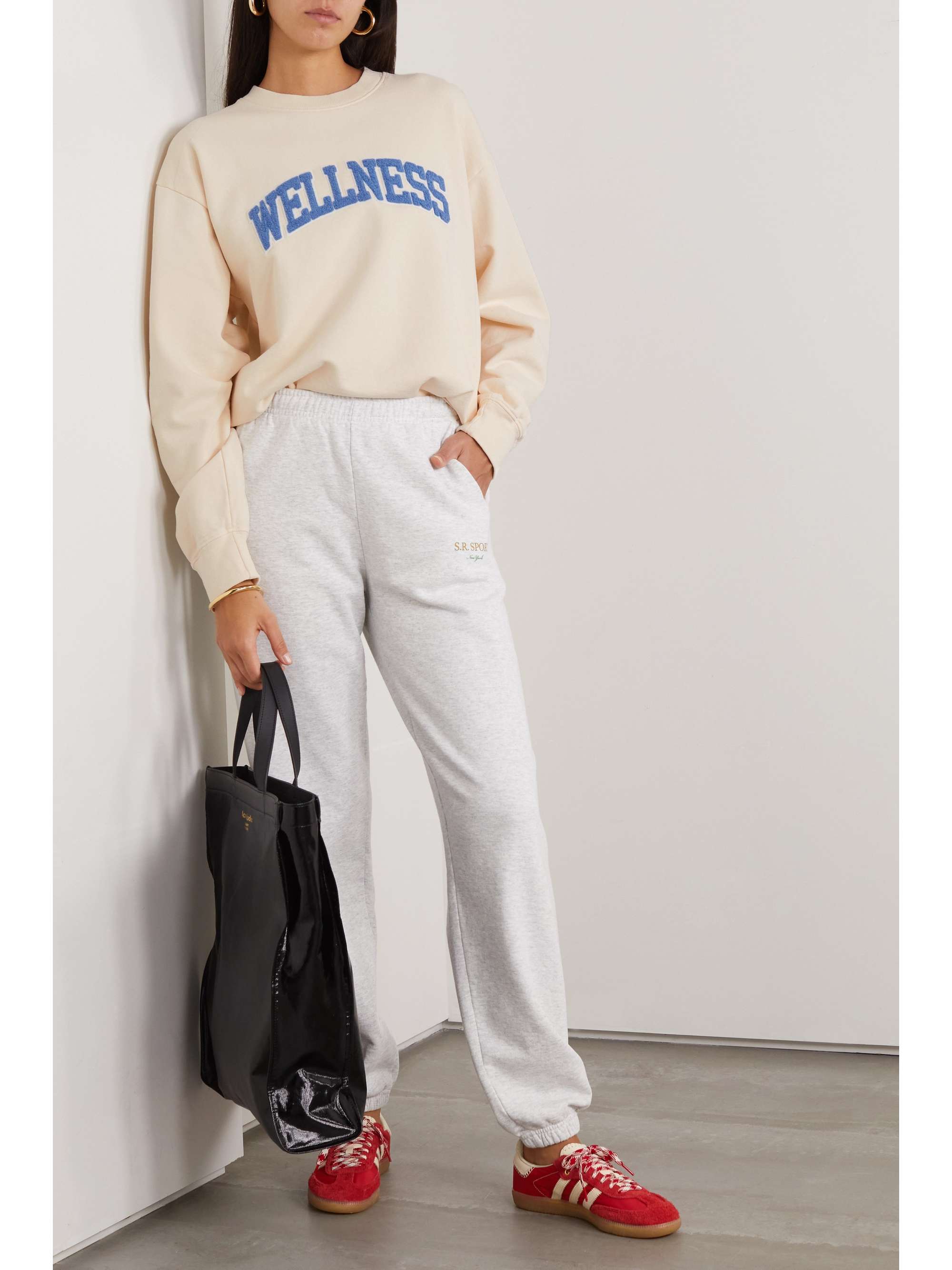 SPORTY & RICH Appliquéd cotton-jersey sweatshirt