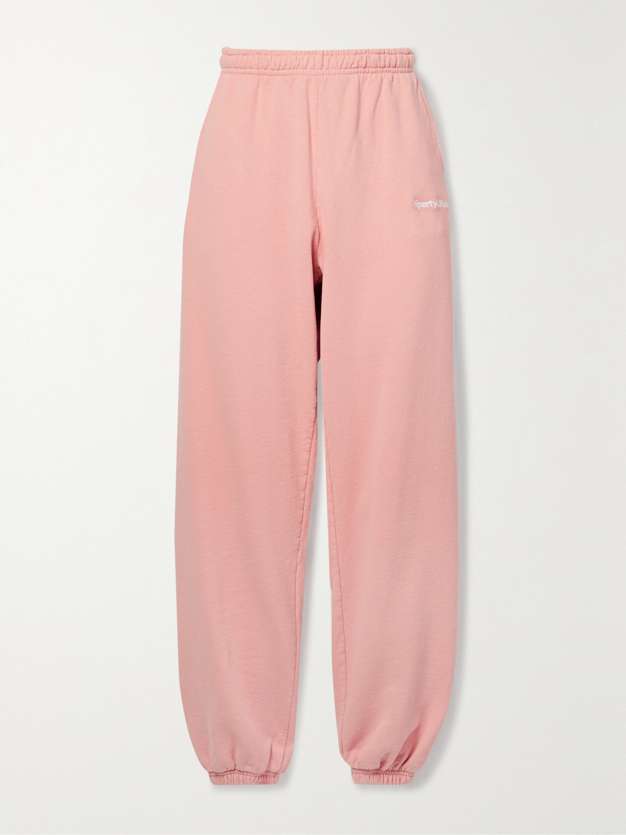 Sporty & Rich - Embroidered Cotton-jersey Track Pants - Pink