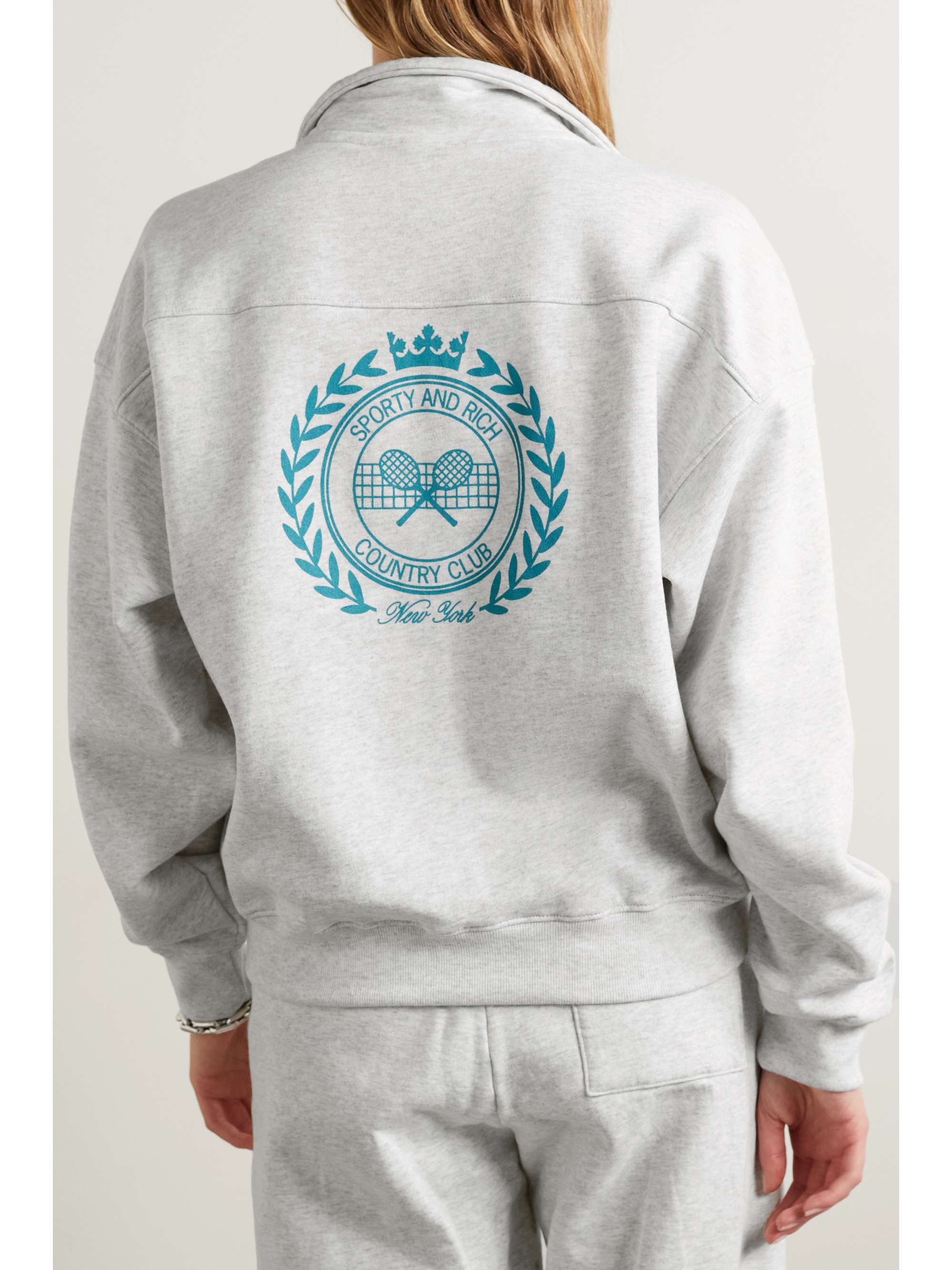 SPORTY & RICH Printed cotton-blend jersey sweatshirt