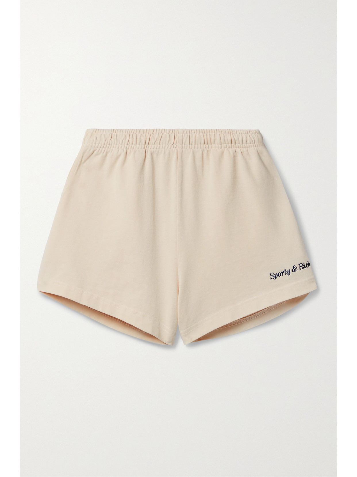 Sporty & Rich - Embroidered Cotton-jersey Shorts - Cream