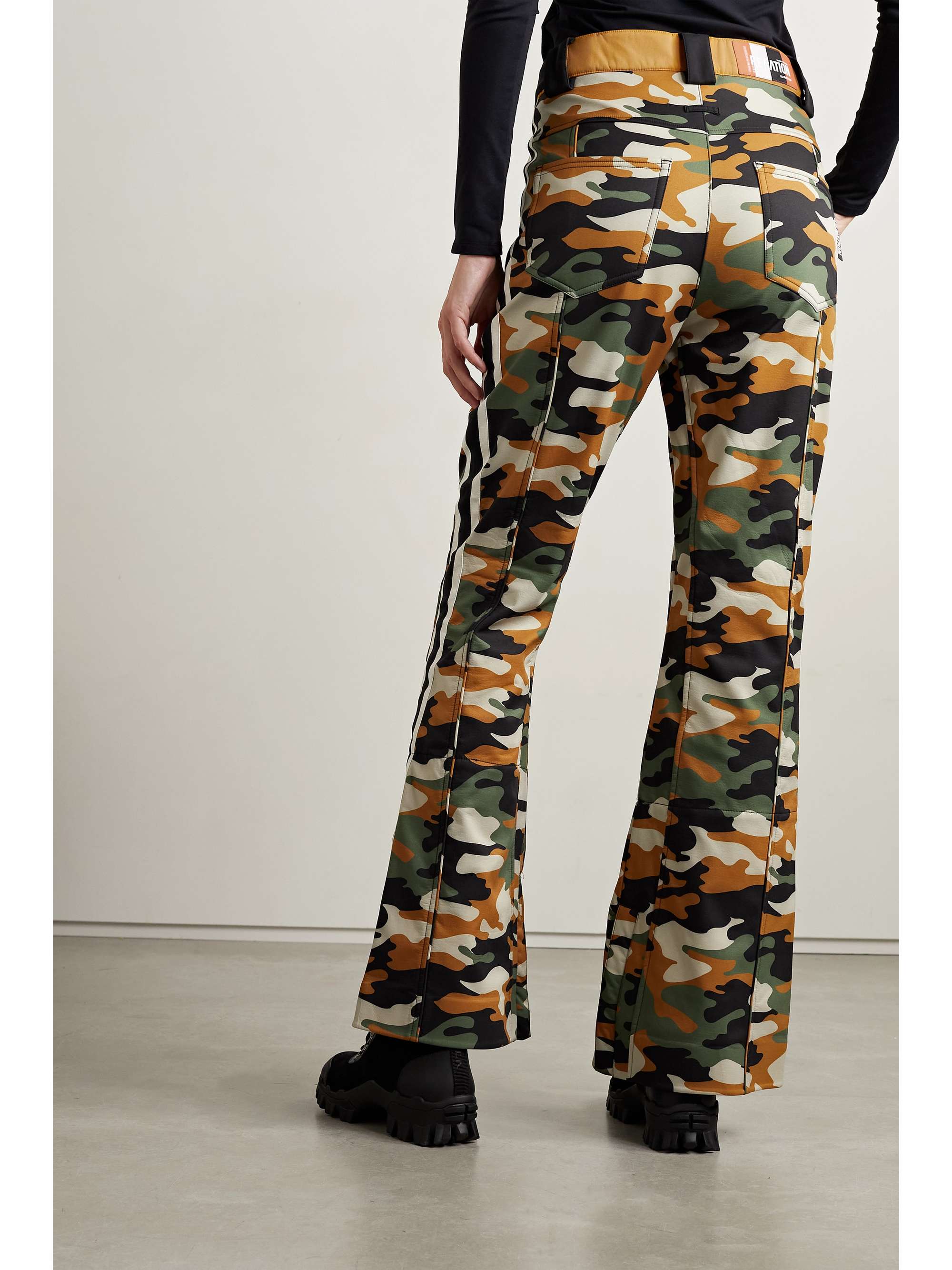 P.E NATION Chicane grosgrain-trimmed camouflage-print recycled flared ski pants