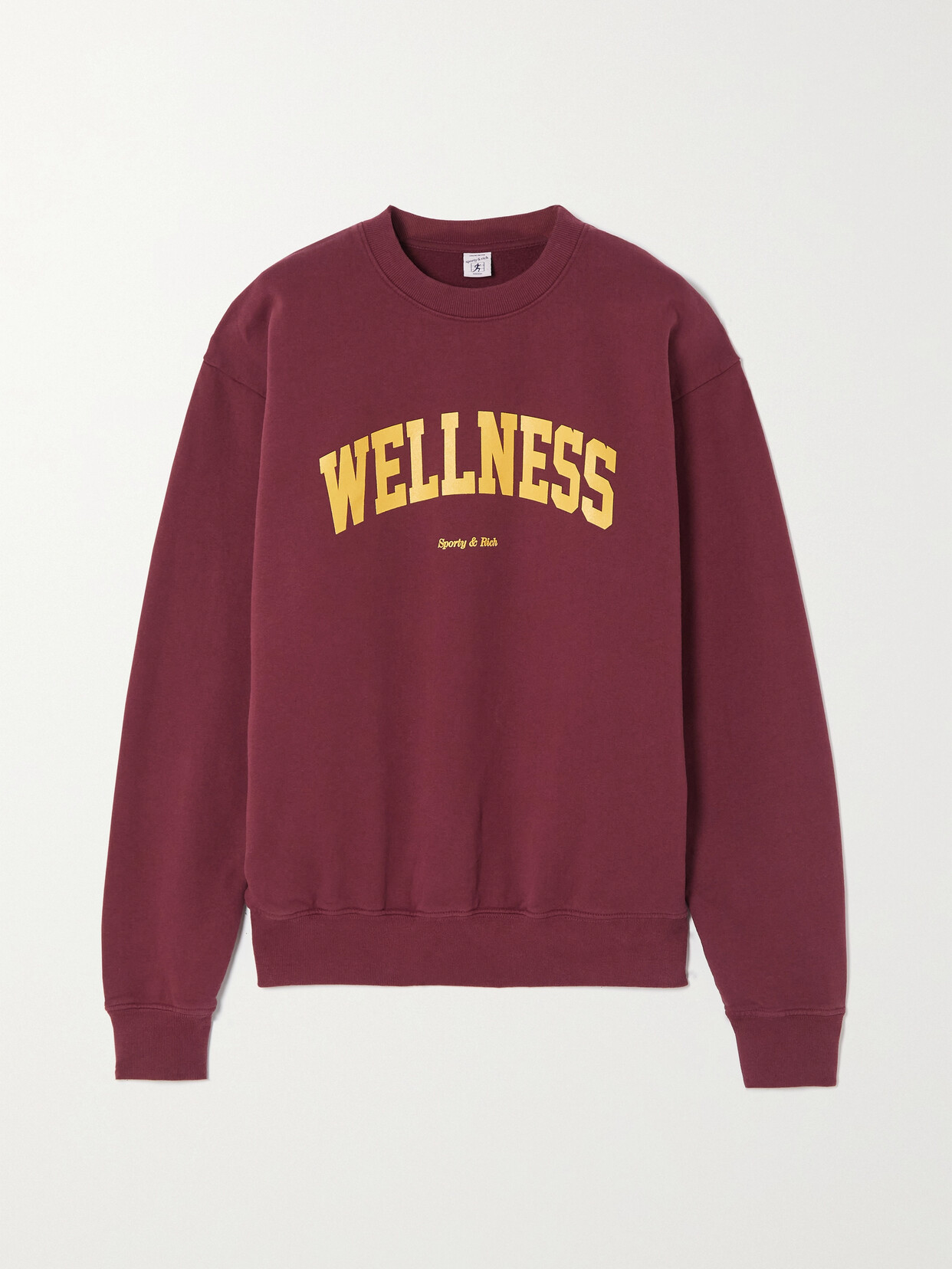 Sporty & Rich - Wellness Ivy Printed Cotton-jersey Sweatshirt - Burgundy