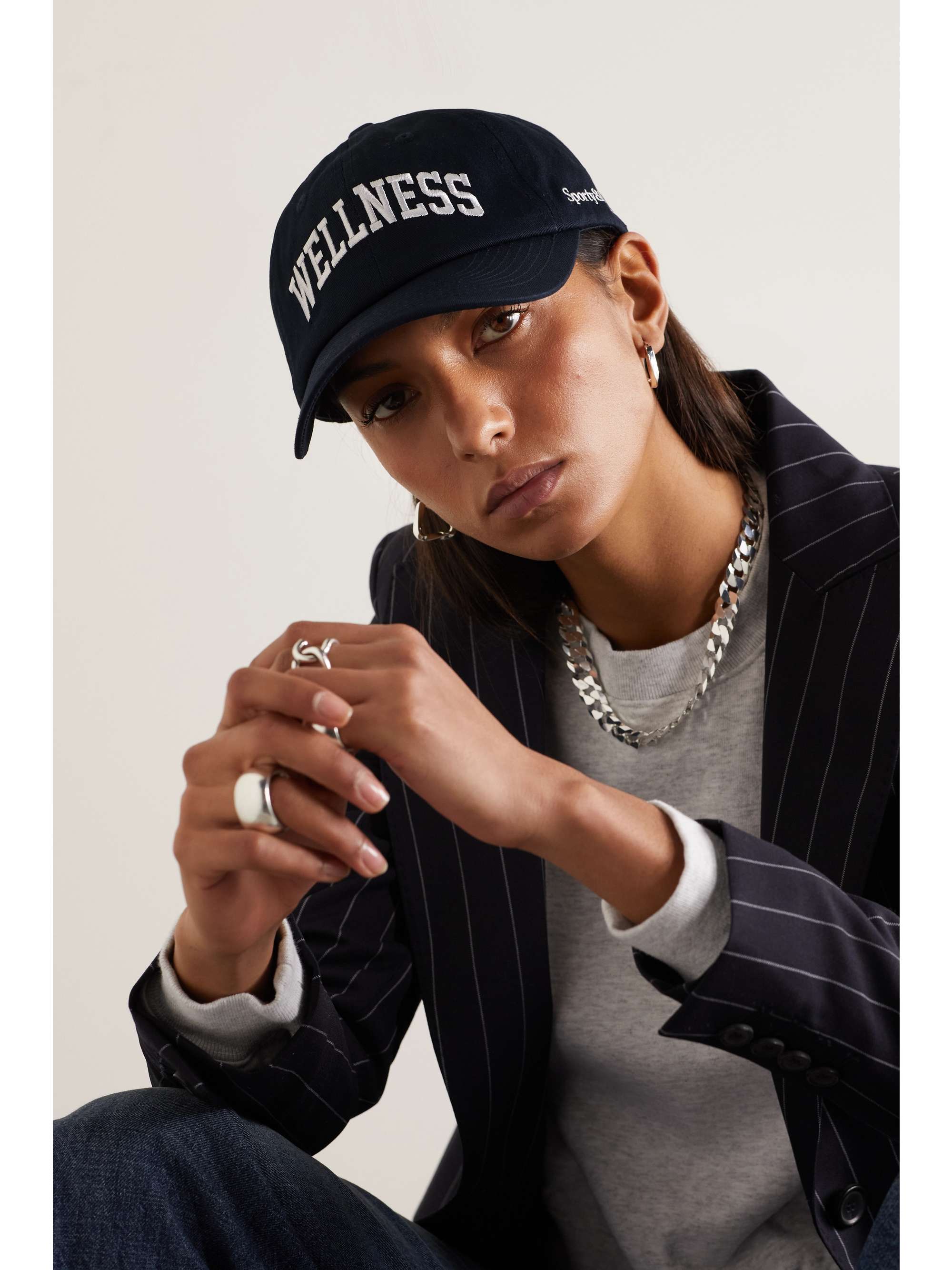 SPORTY & RICH Wellness Ivy Baseballkappe aus Baumwoll-Twill mit Stickereien