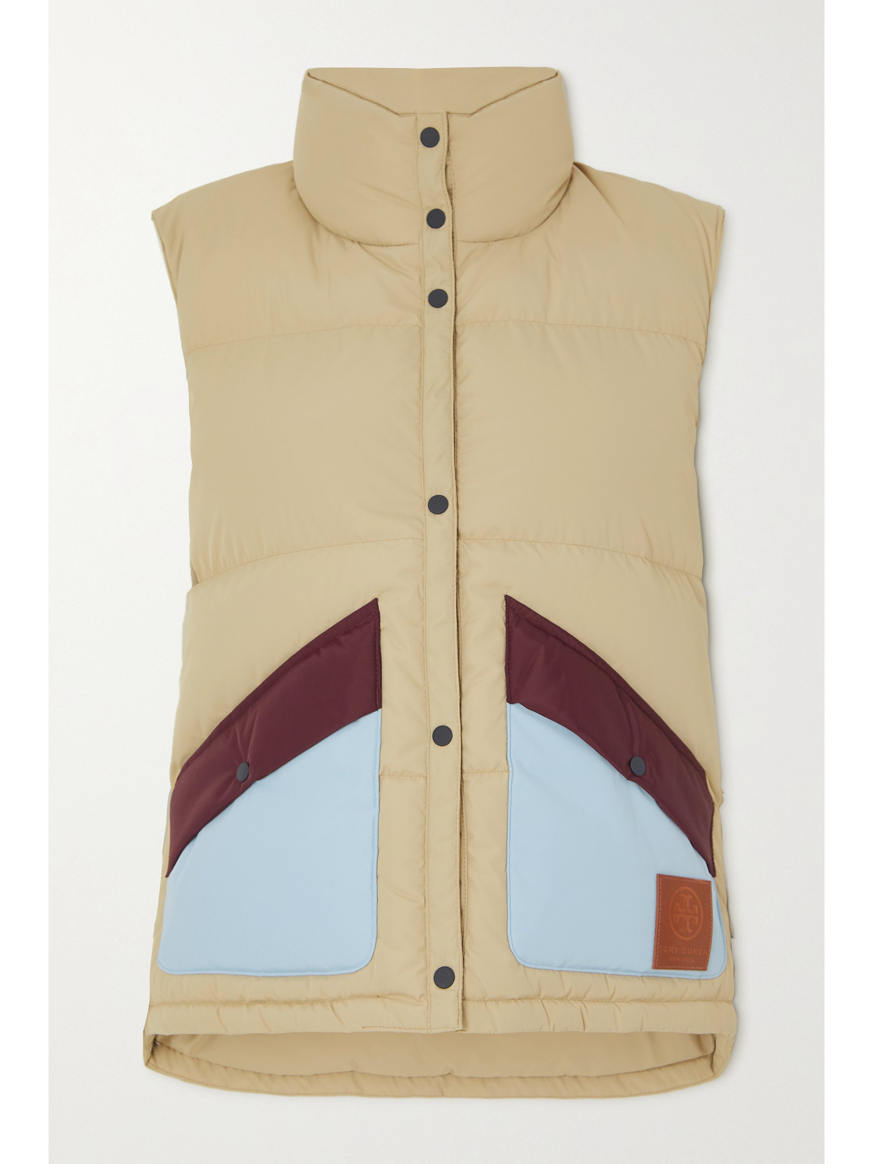 Tory Sport Tory Burch Colorblock Down Vest In Green