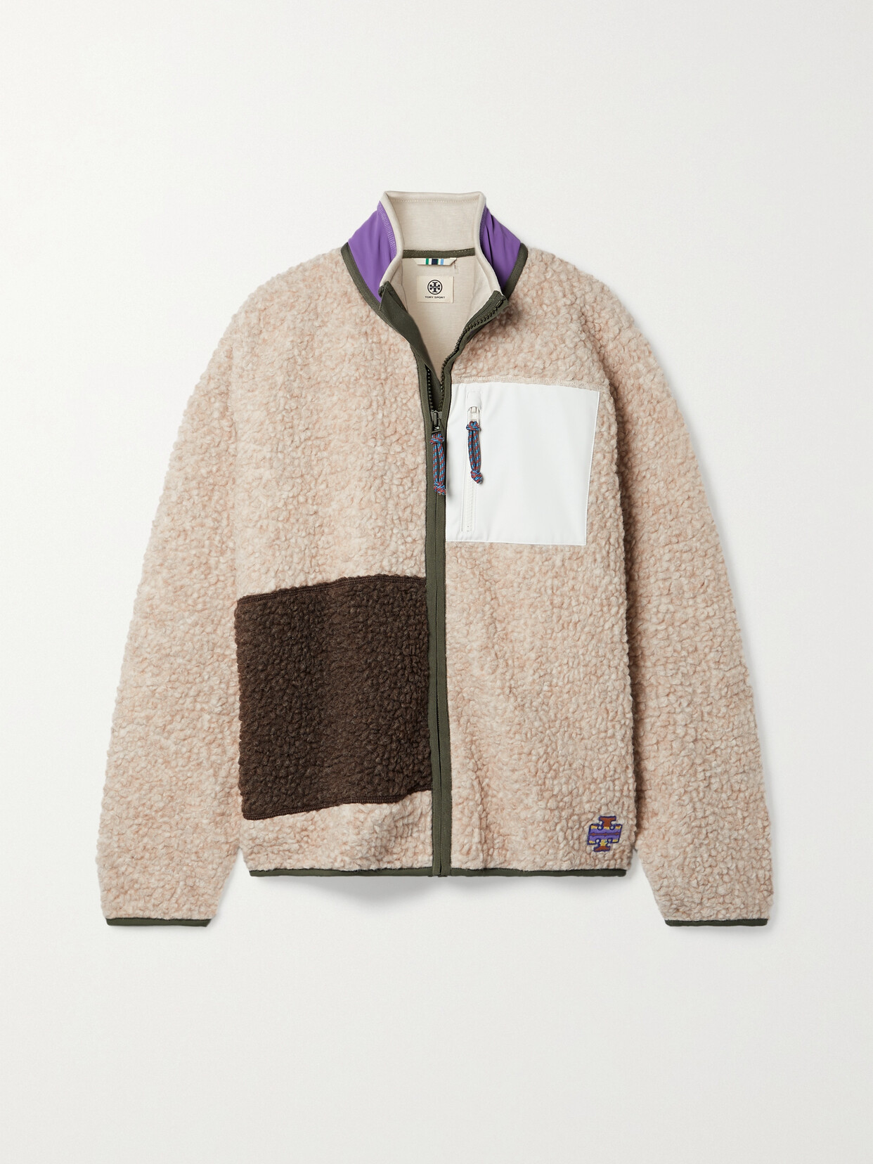 Tory Sport - Shell-trimmed Color-block Fleece Jacket - Neutrals