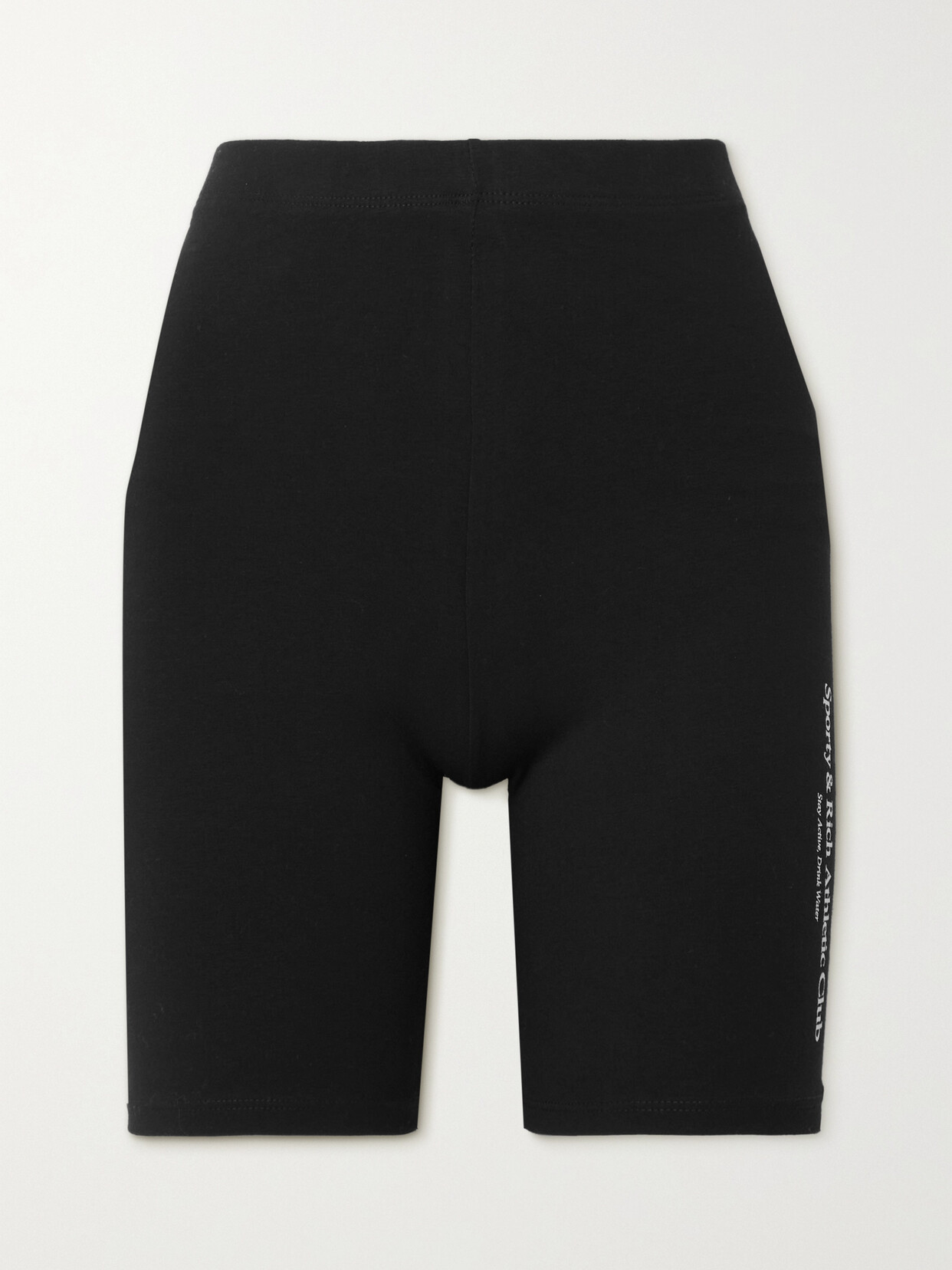 Sporty & Rich - Athletic Club Printed Stretch-jersey Biker Shorts - Black