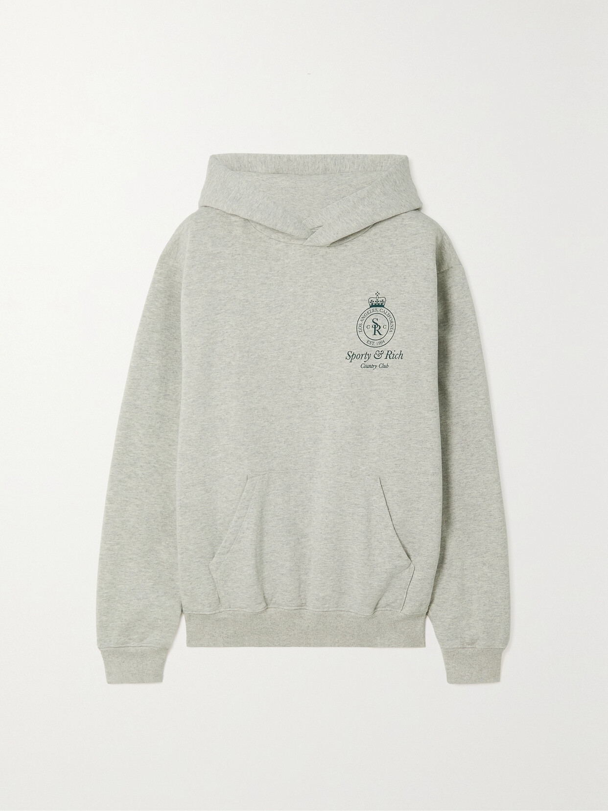 Sporty & Rich - Crown Printed Cotton-blend Jersey Hoodie - Neutrals