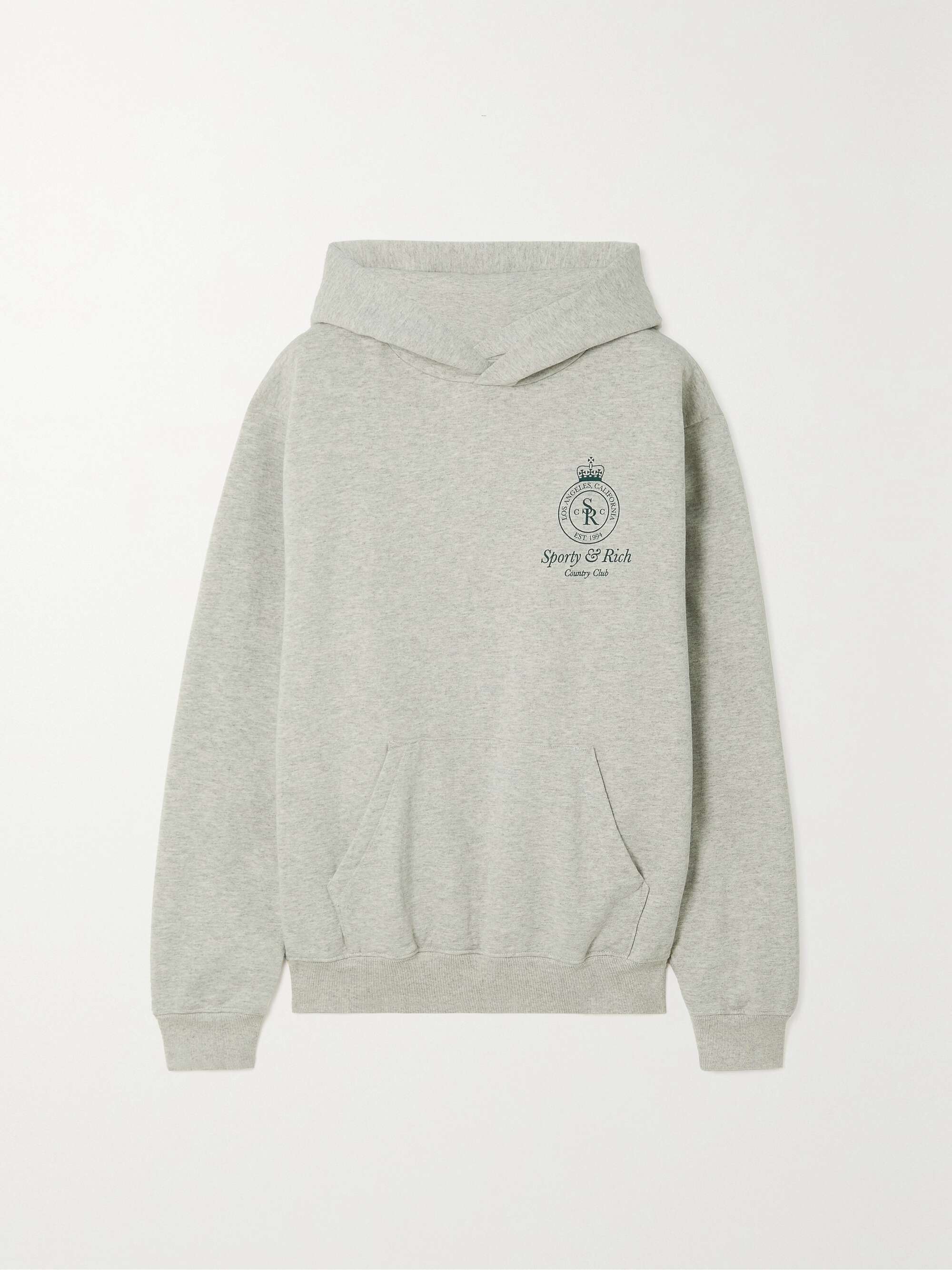 SPORTY & RICH Crown printed cotton-blend jersey hoodie | NET-A-PORTER