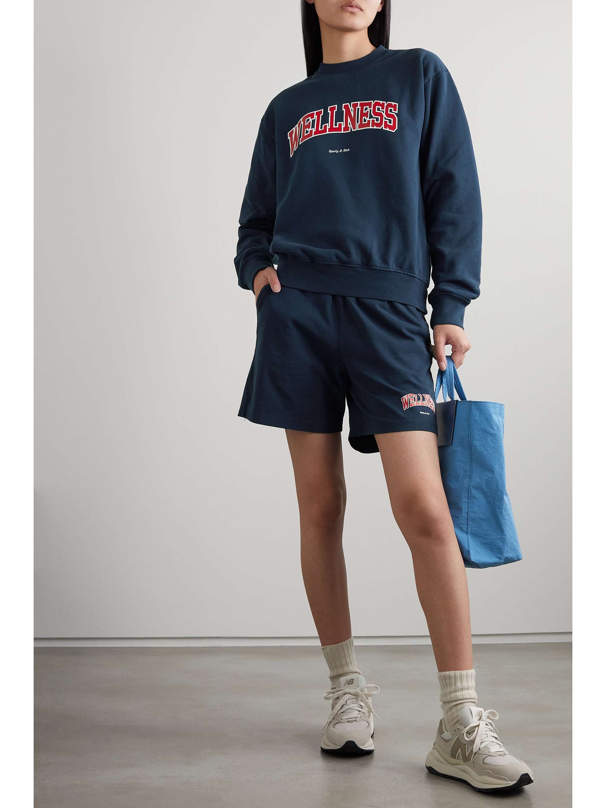 SPORTY & RICH Wellness Ivy printed cotton-jersey shorts