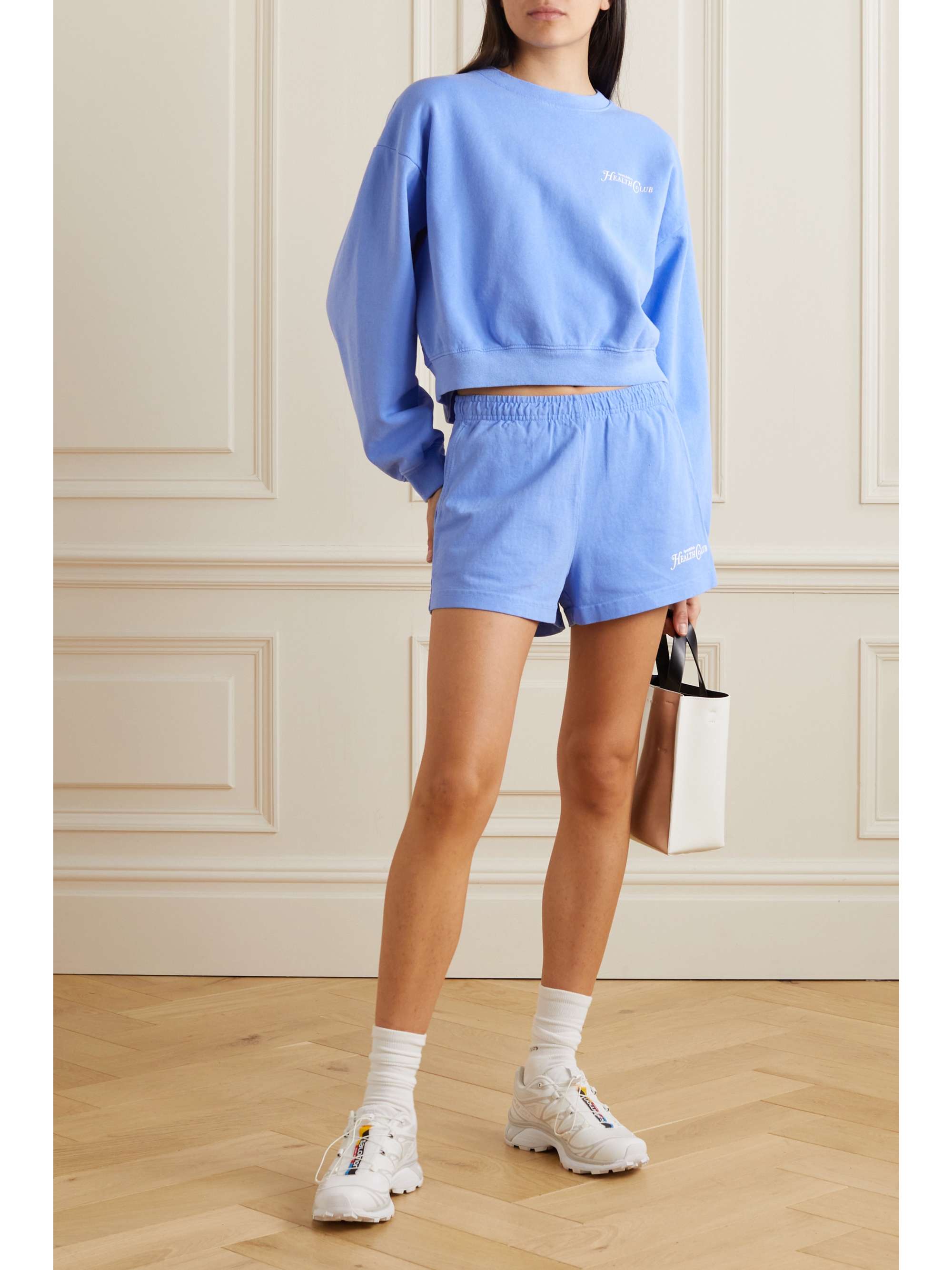 SPORTY & RICH Shorts aus Baumwoll-Jersey mit Flockprint