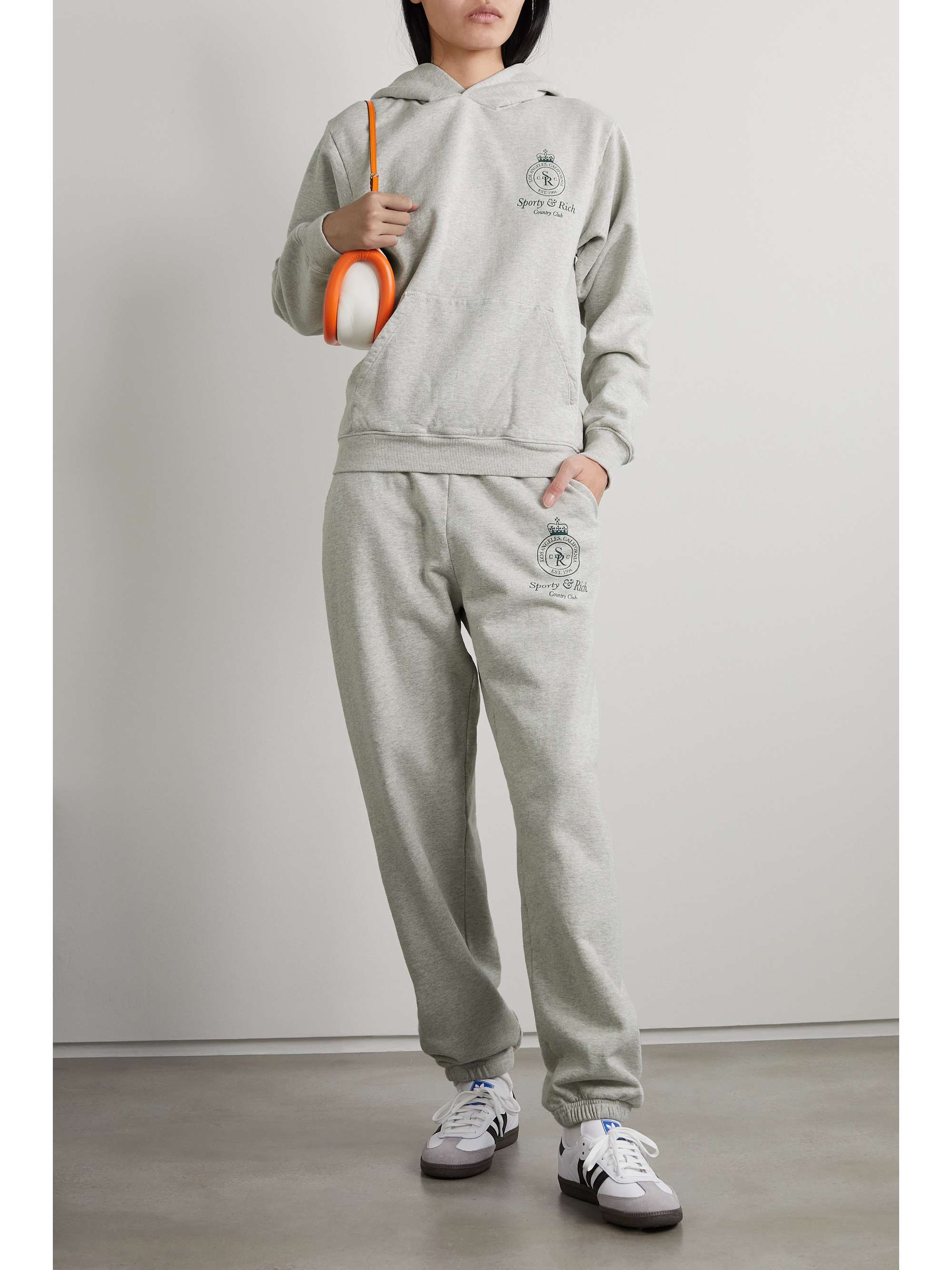 SPORTY & RICH Crown printed cotton-blend jersey track pants