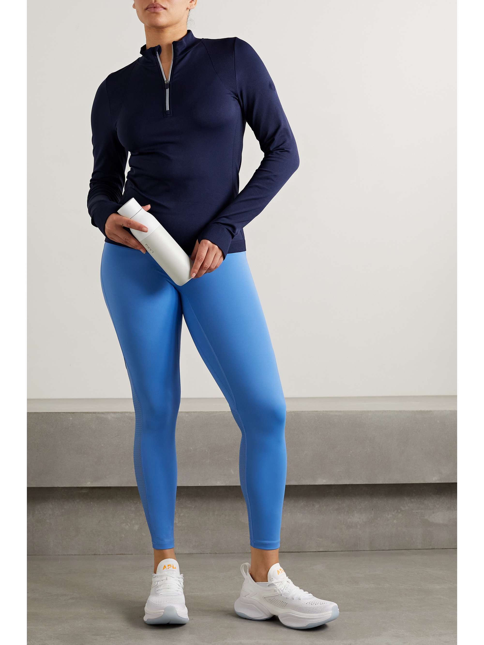 TORY SPORT Seamless Oberteil aus Stretch-Jersey mit Piqué-Einsätzen
