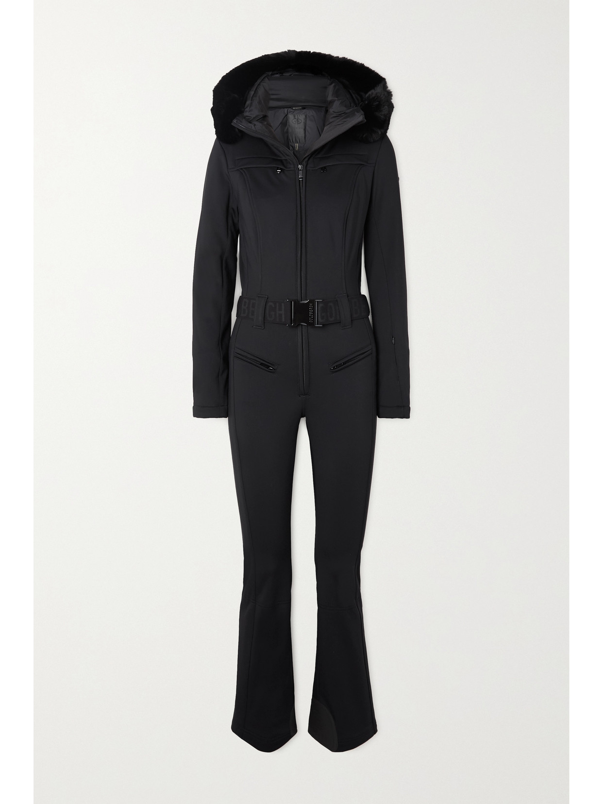 GOLDBERGH PARRY BELTED HOODED FAUX FUR-TRIMMED SKI SUIT