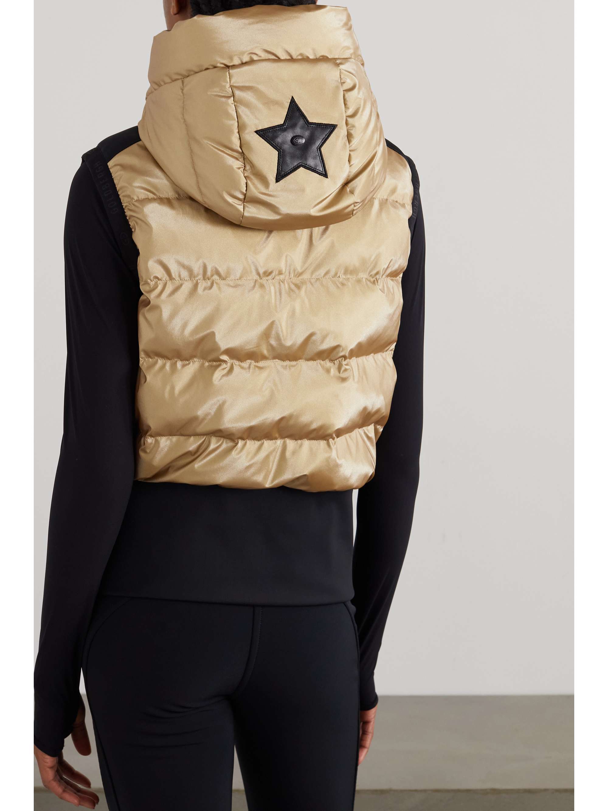 GOLDBERGH Shine hooded metallic quilted down vest